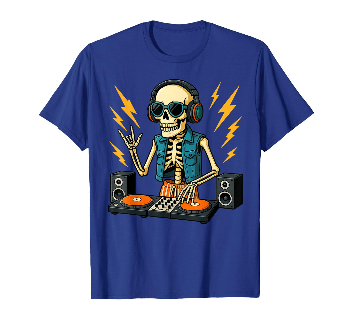 Skeleton DJ Halloween Costume Turntable Music Funny Men Boys T-Shirt
