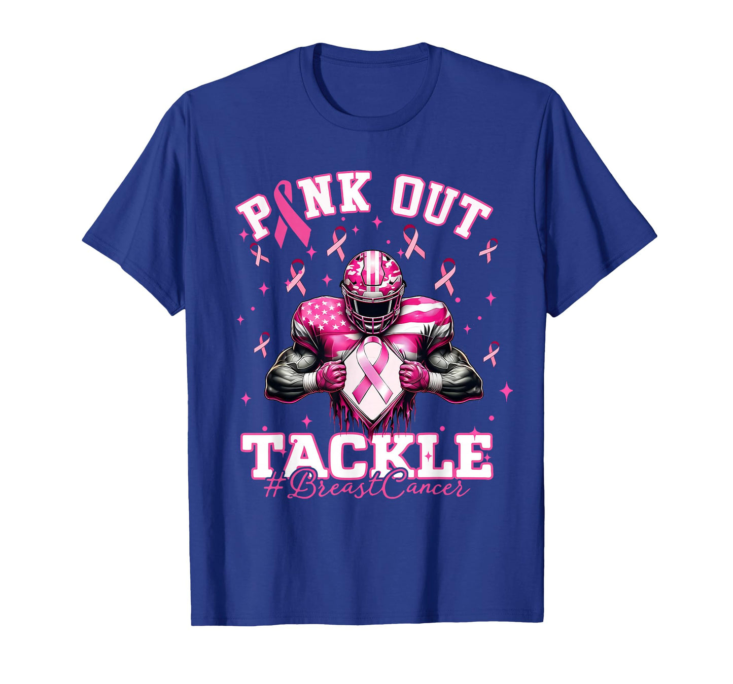 Pink Out Tackle Breast Cancer Football Pink Ribbon Womens T-Shirt