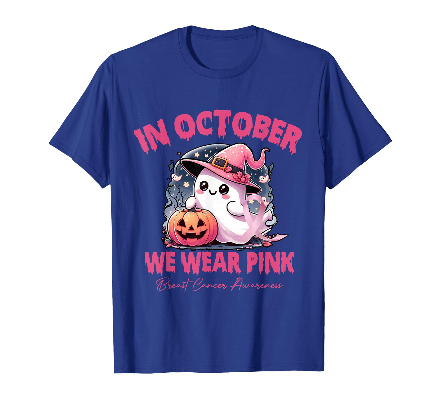 In October We Wear Pink Ghosts Breast Cancer Awareness T-Shirt