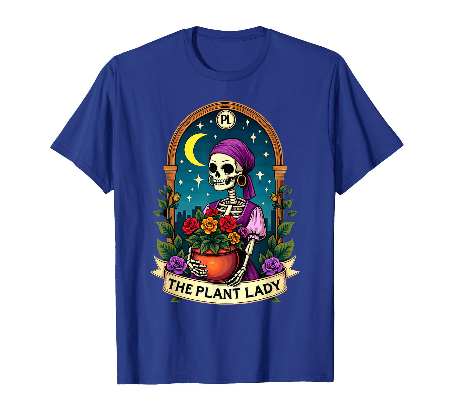Gothic Tarot Card The Plant Lady Skeleton Halloween T-Shirt