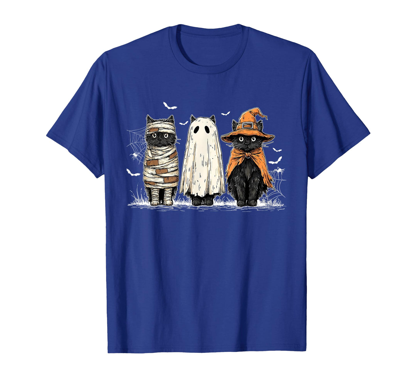 Black Cat Ghost Witch Pumpkin Halloween Costume Men Women T-Shirt