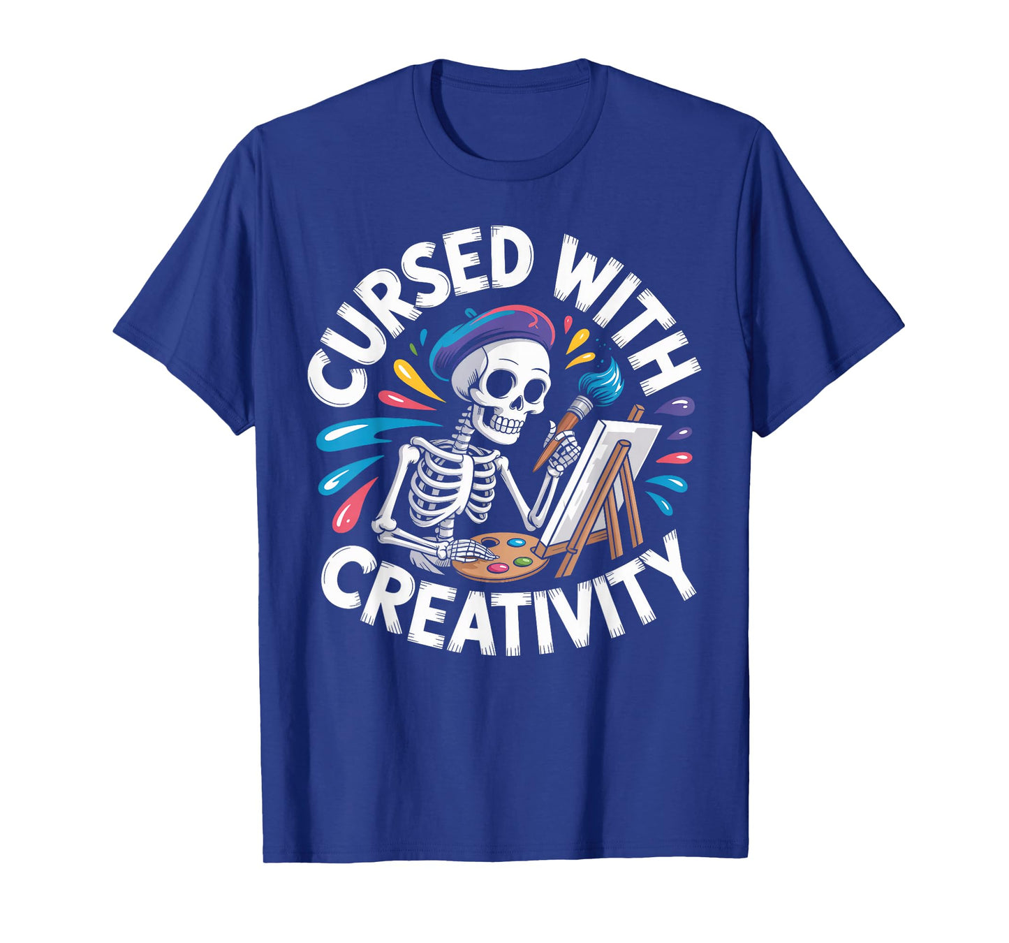 Cursed with Creativity Skeleton Painting T-Shirt