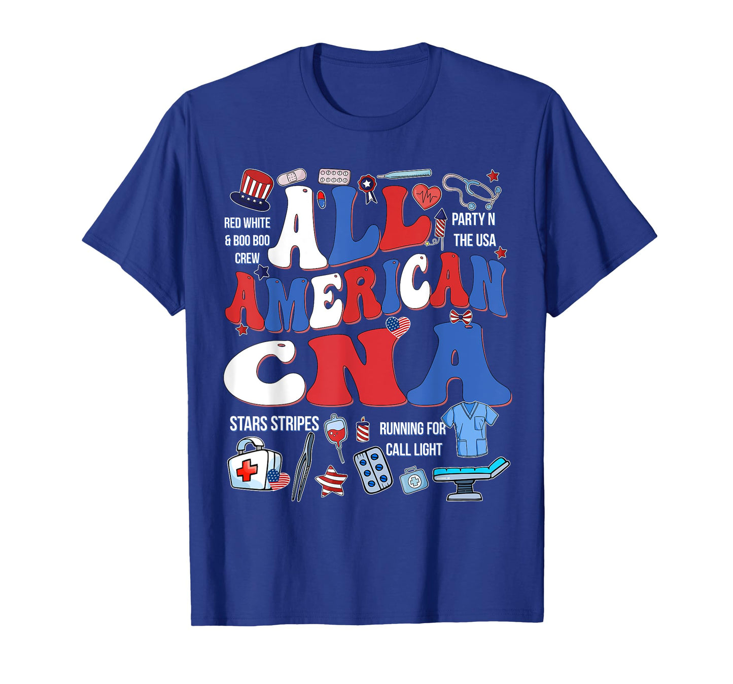 All American CNA 4th Of July Scrub Top Patriot Women RN CNA T-Shirt