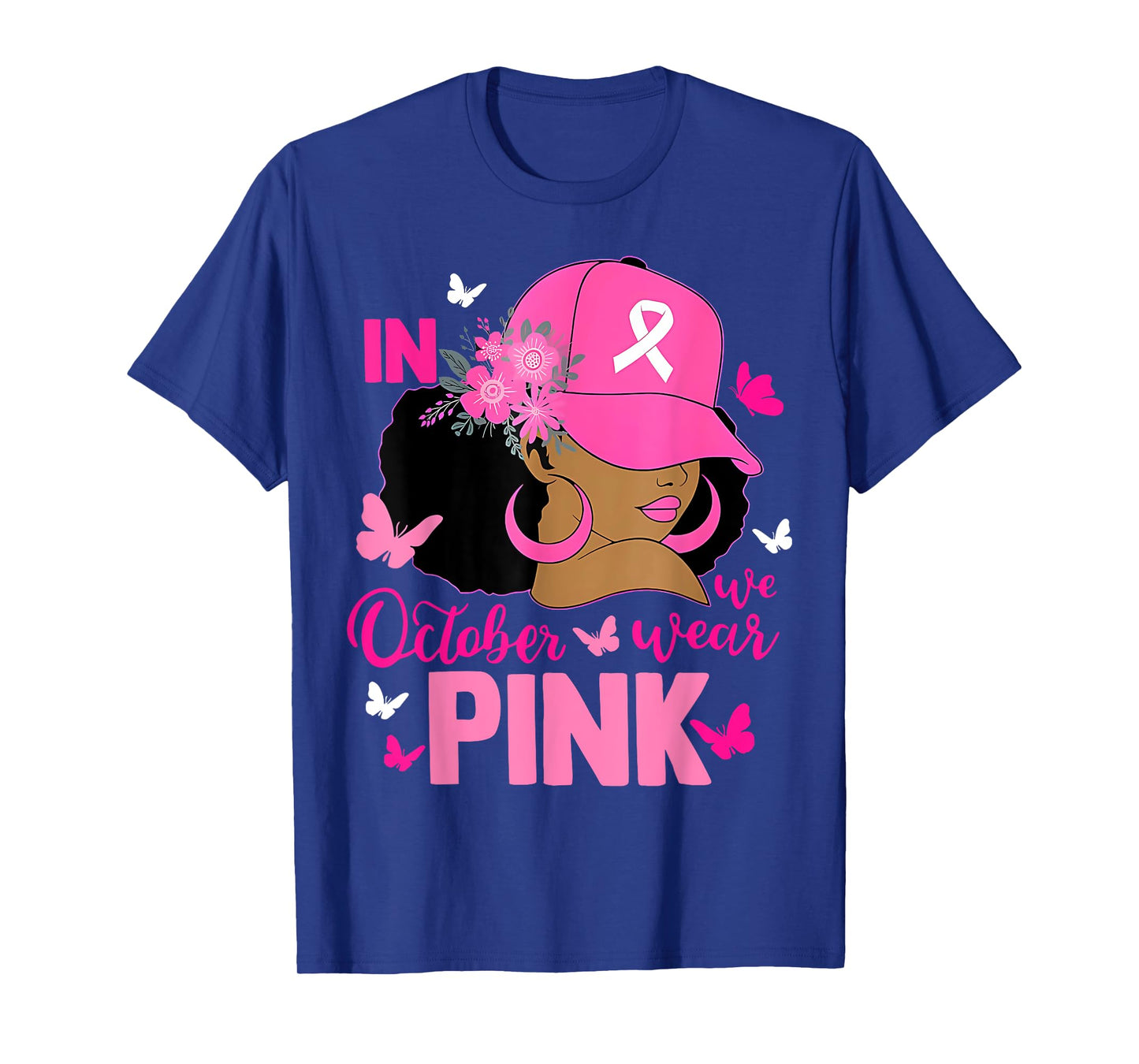 Messy Bun In October We Wear Pink Messy Bun Black Women T-Shirt