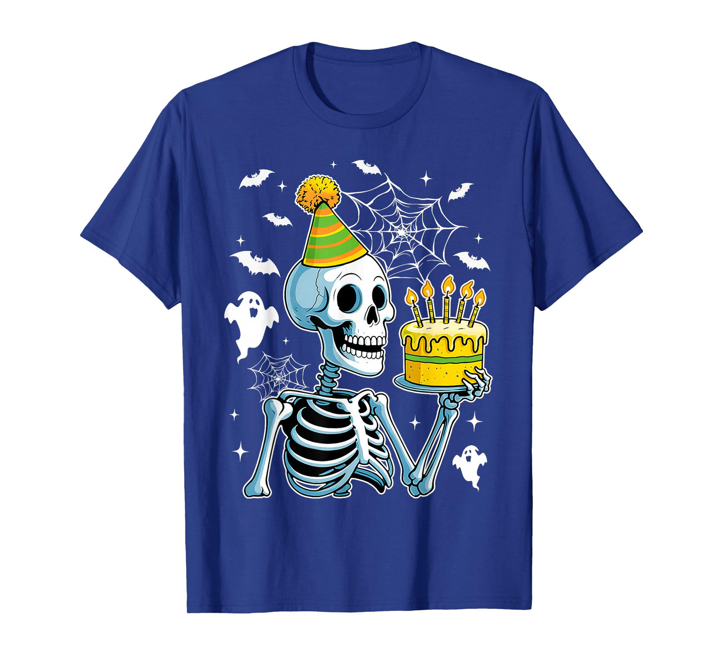 Skeleton with Birthday Cake Halloween Costume Day Birthday T-Shirt