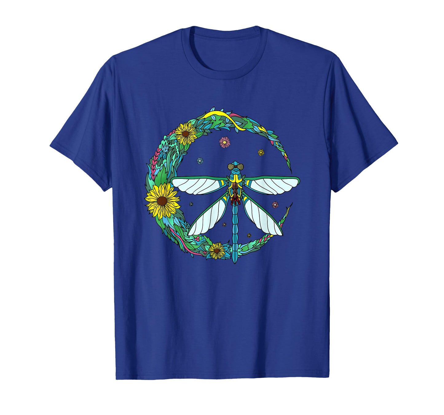Dragonfly Boho Crescent Moon Peace Sign Hippie Dragonflies T-Shirt