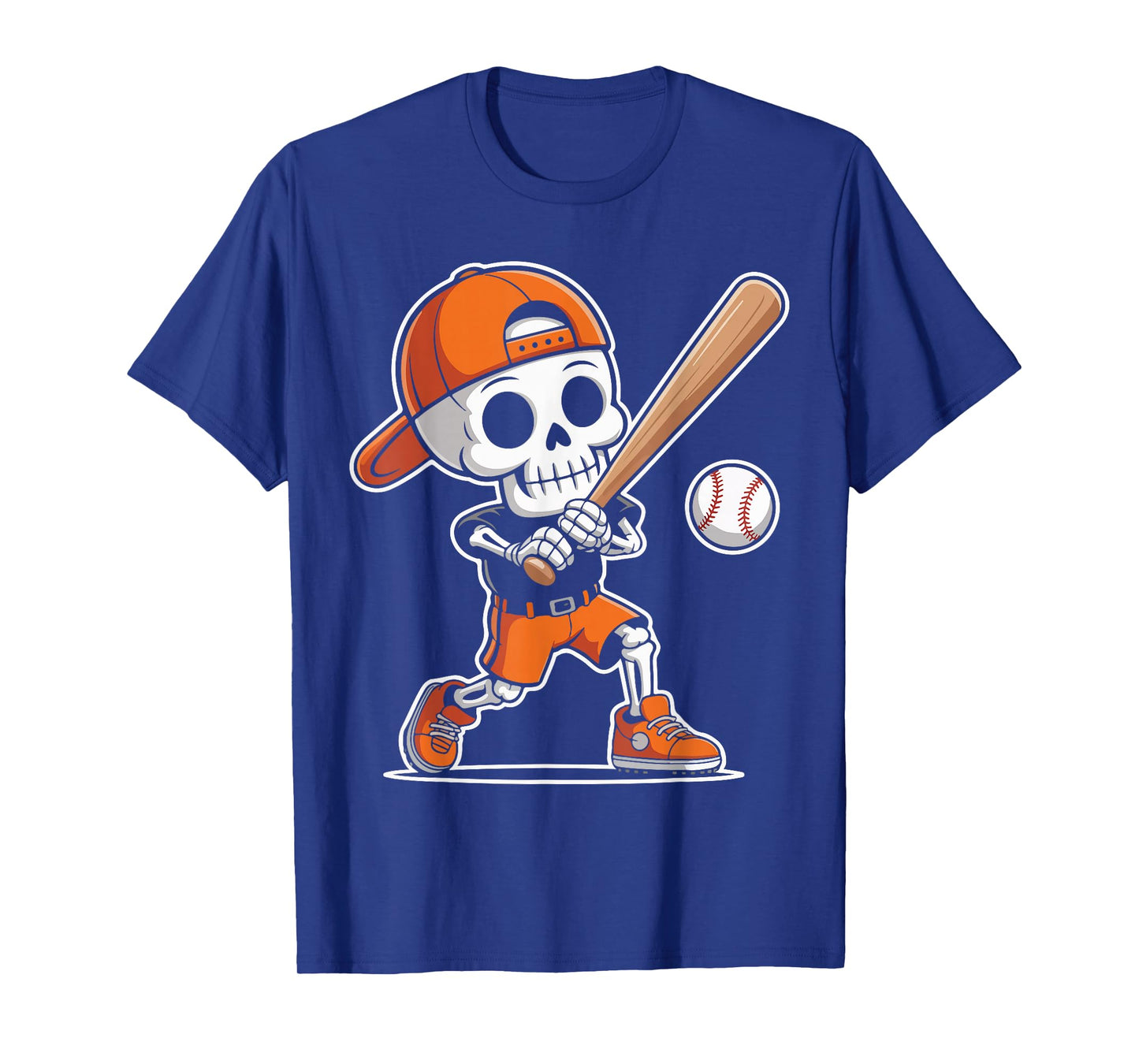Funny Skeleton Baseball Spooky Sports Halloween Kids Boys T-Shirt