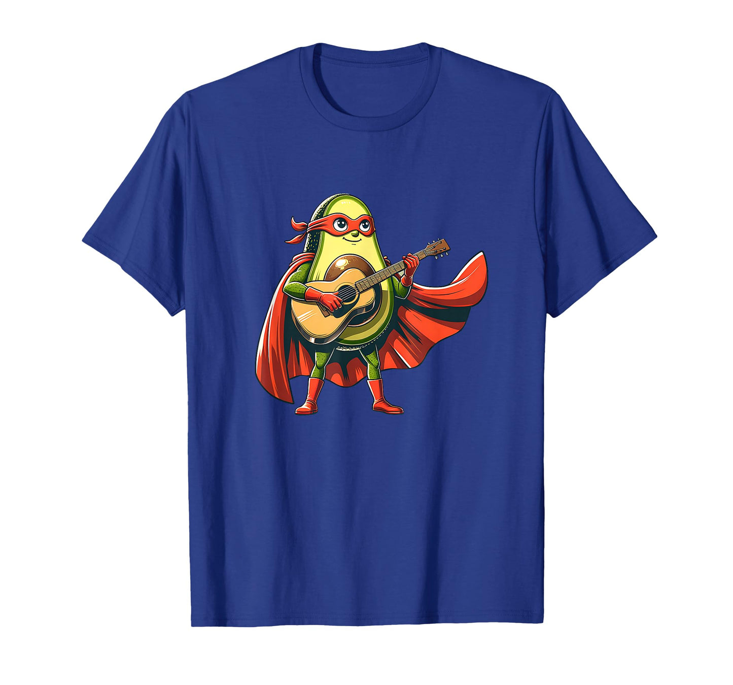 Super Avocado Hero with Guitar Music Funny Food T-Shirt