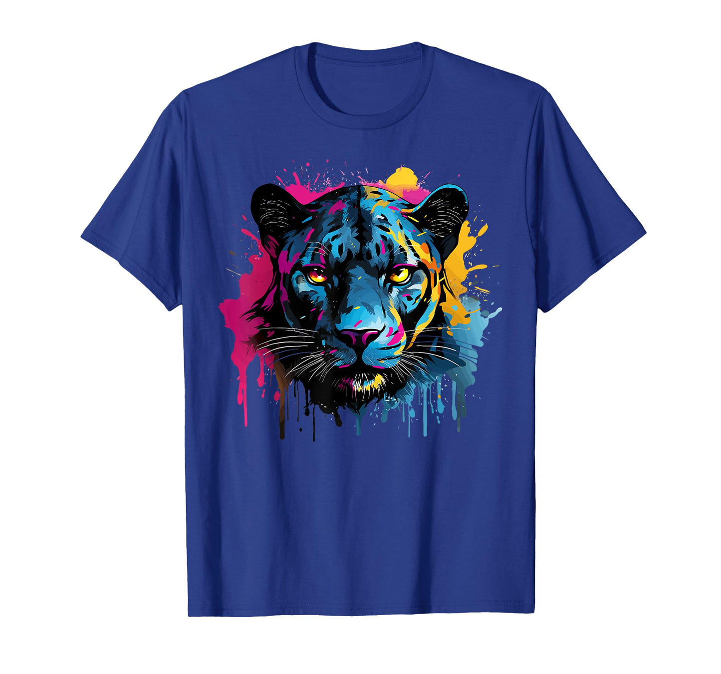 Black Jaguar Wildlife Big Cat Lover Colorful Splash Art T-Shirt