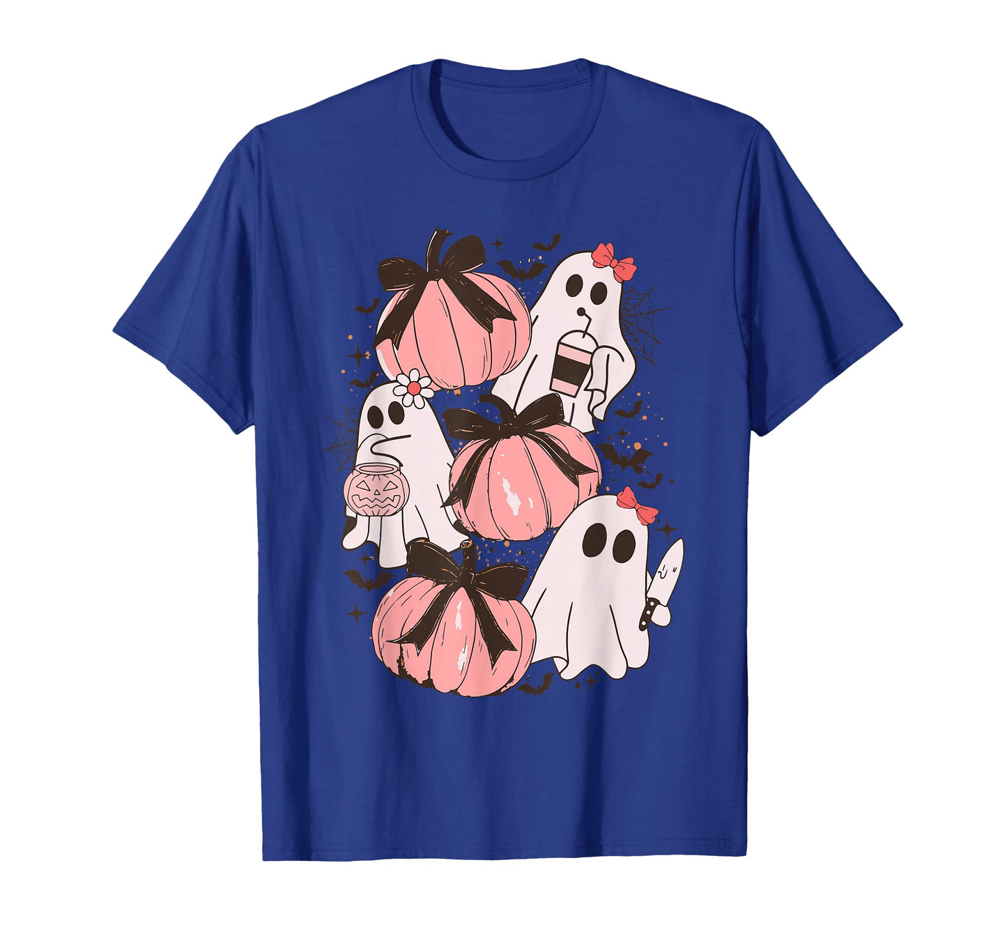 Cute Pastel Ghost Pumpkin Halloween Bows Women Girl T-Shirt