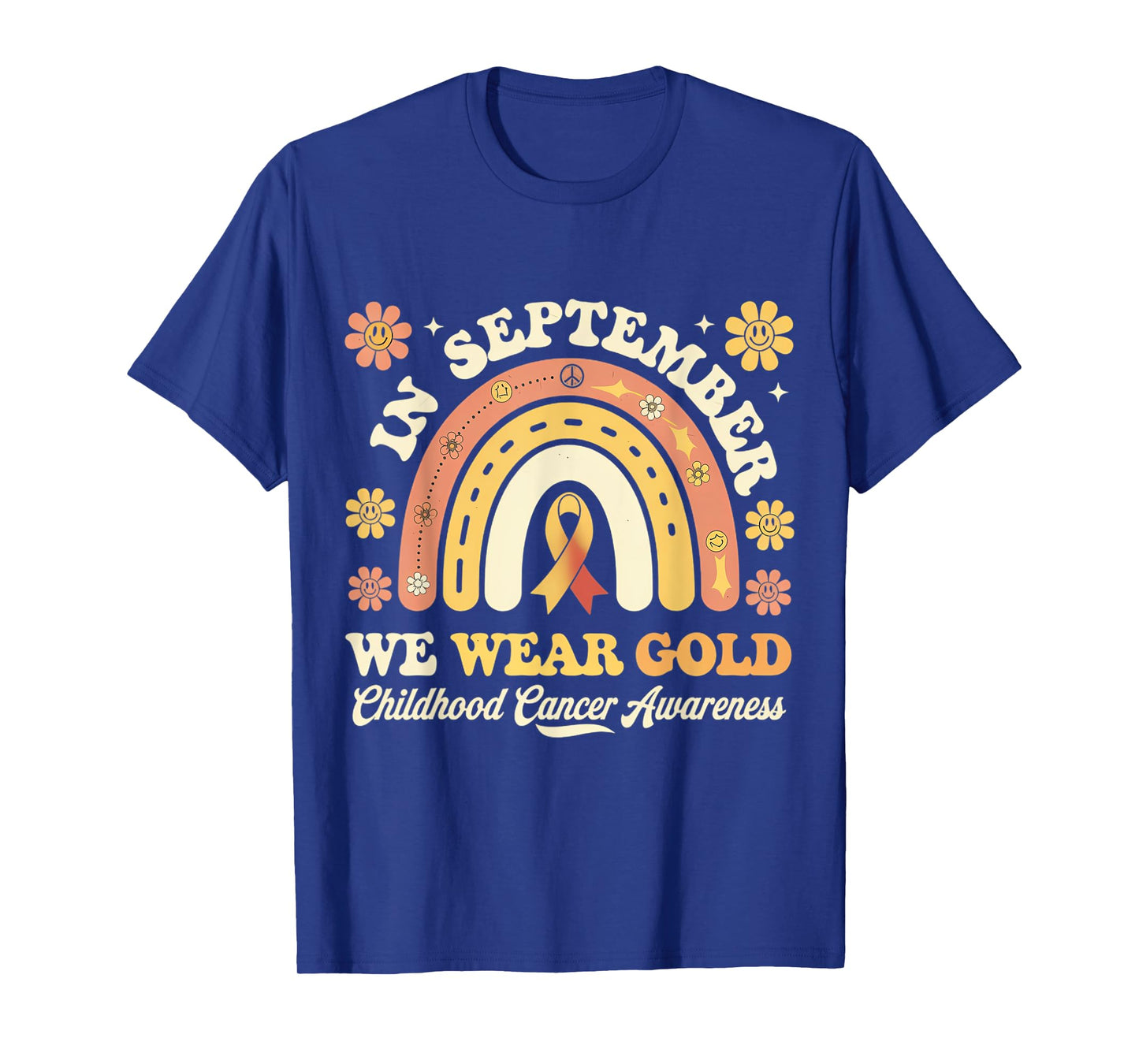 In September We Wear Gold Childhood Cancer Rainbow T-Shirt