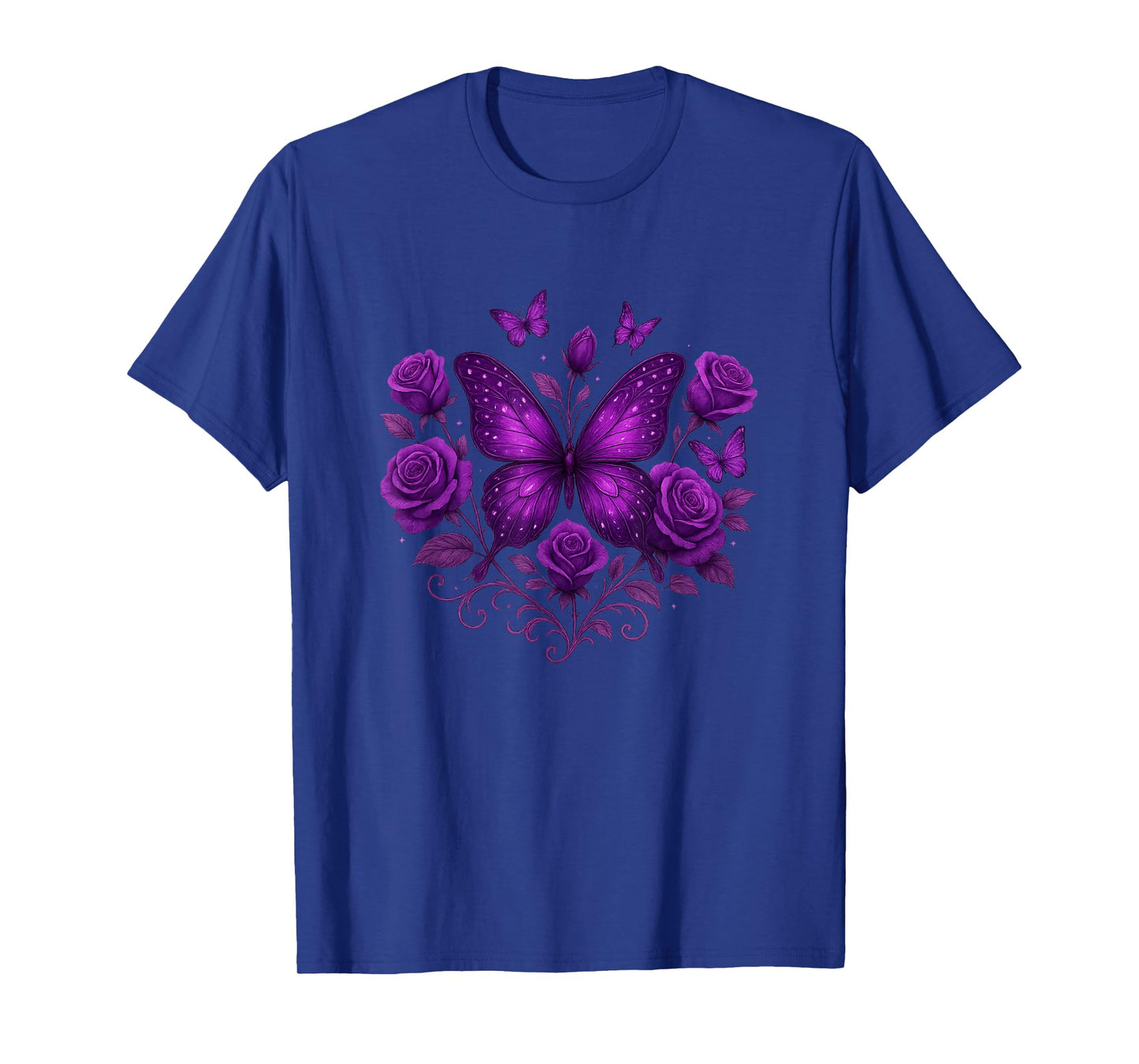 Beautiful Butterfly Purple Rose Butterfly Lovers Women T-Shirt
