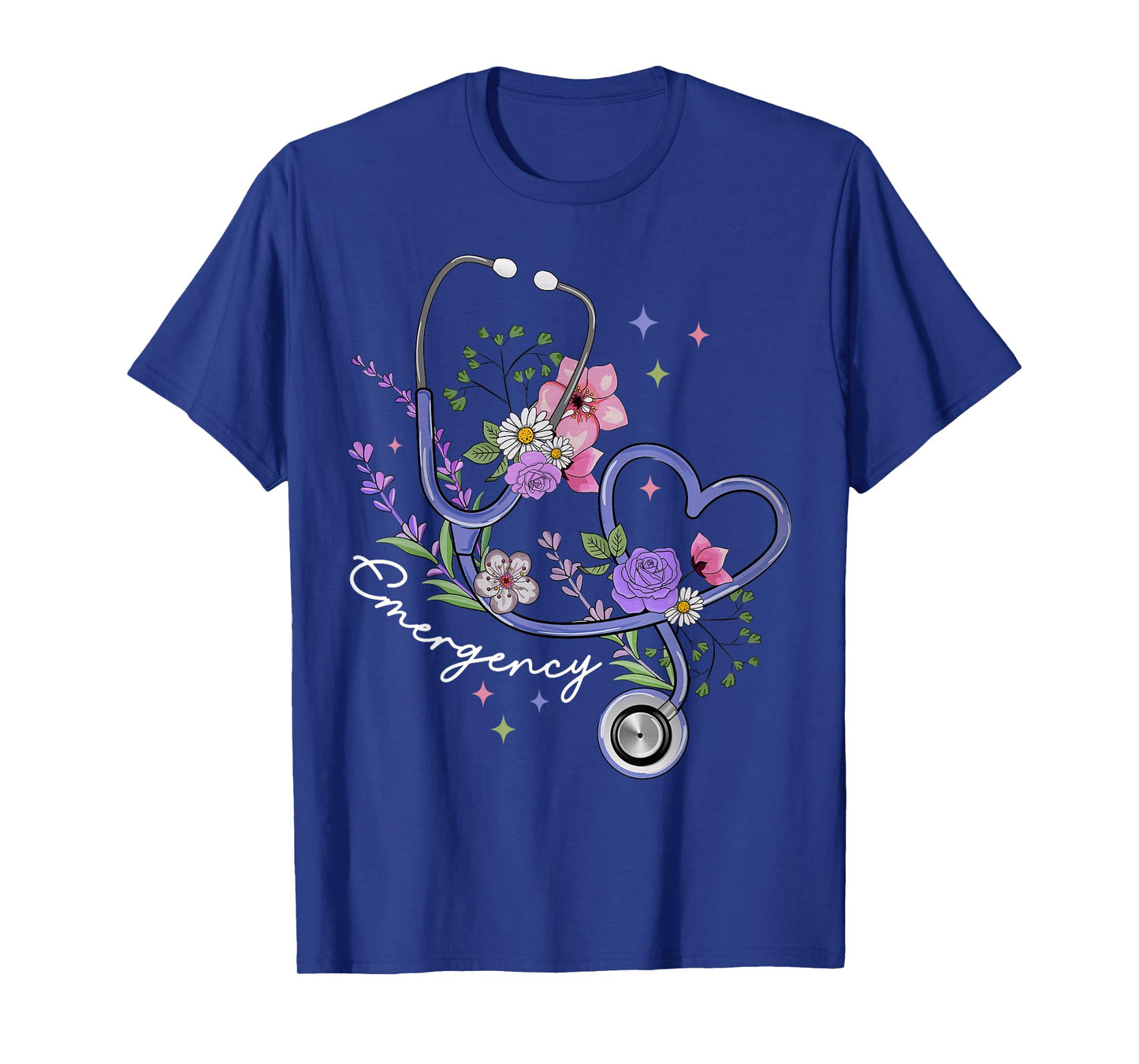 Stethoscope Floral Heart Emergency Department ER Nurse Tech T-Shirt