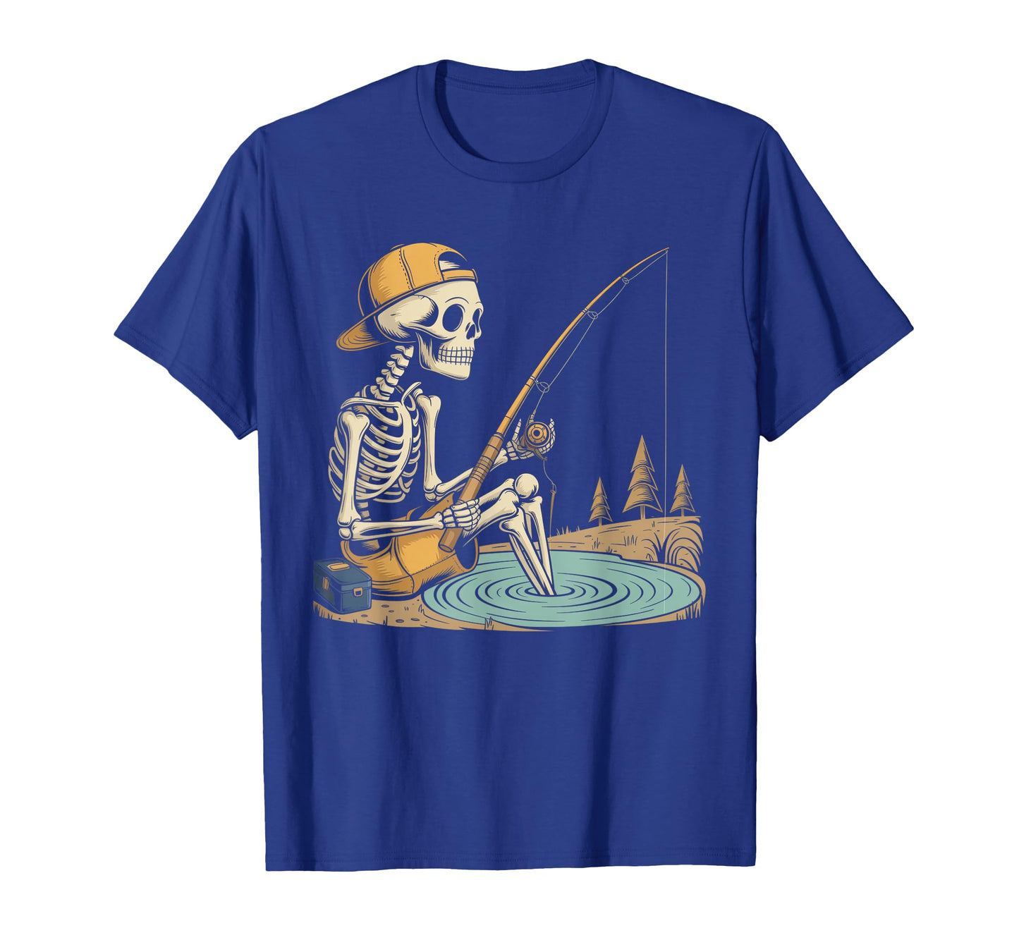 Skeleton Fishing Halloween Costume Funny Fishing Boys Kids T-Shirt