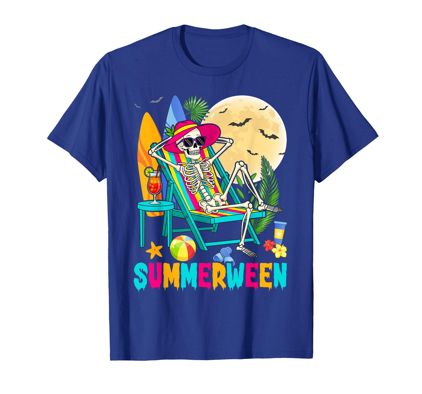 Happy Summerween Summer Halloween Skeleton T-Shirt