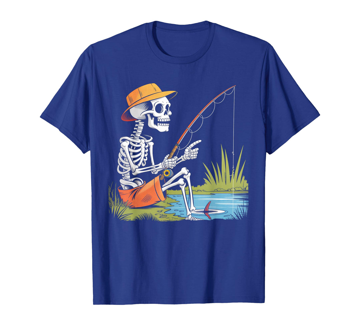 Skeleton Fishing Halloween Costume Funny Fishing Boys Kids T-Shirt