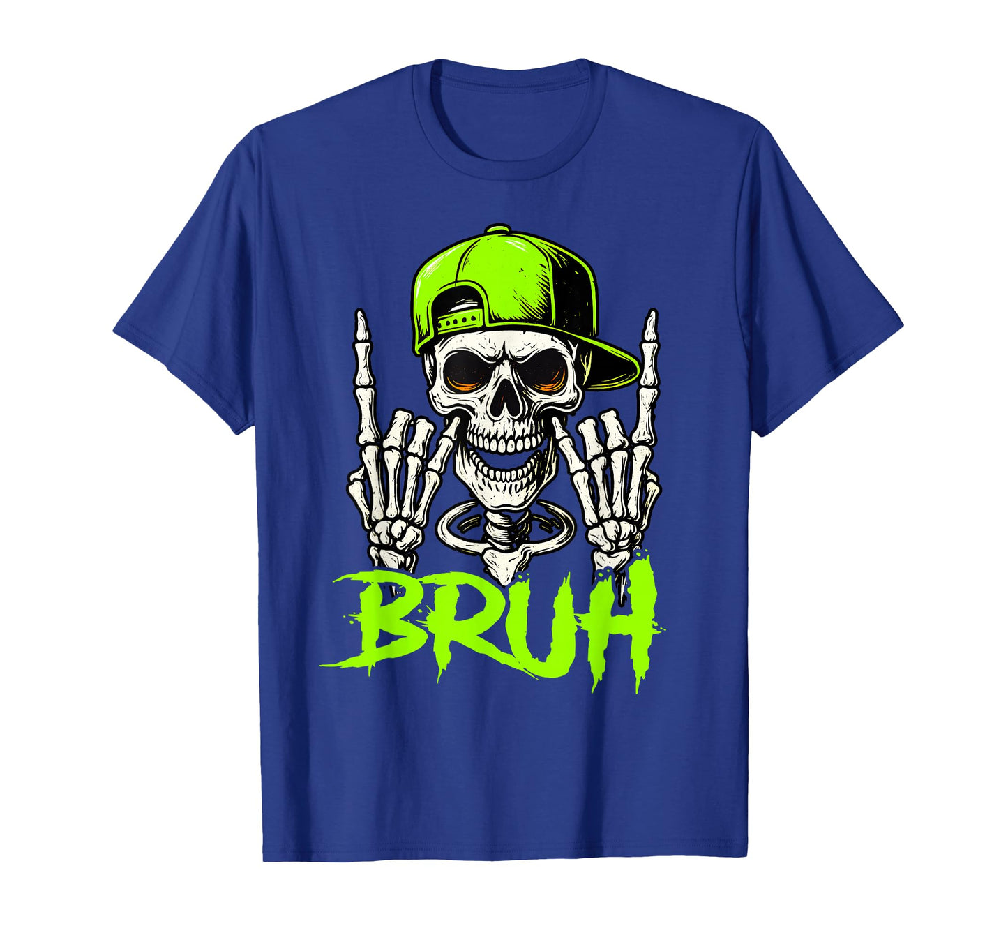 Rocker Skeleton with Cap Cool Halloween Bruh Punk Rock T-Shirt