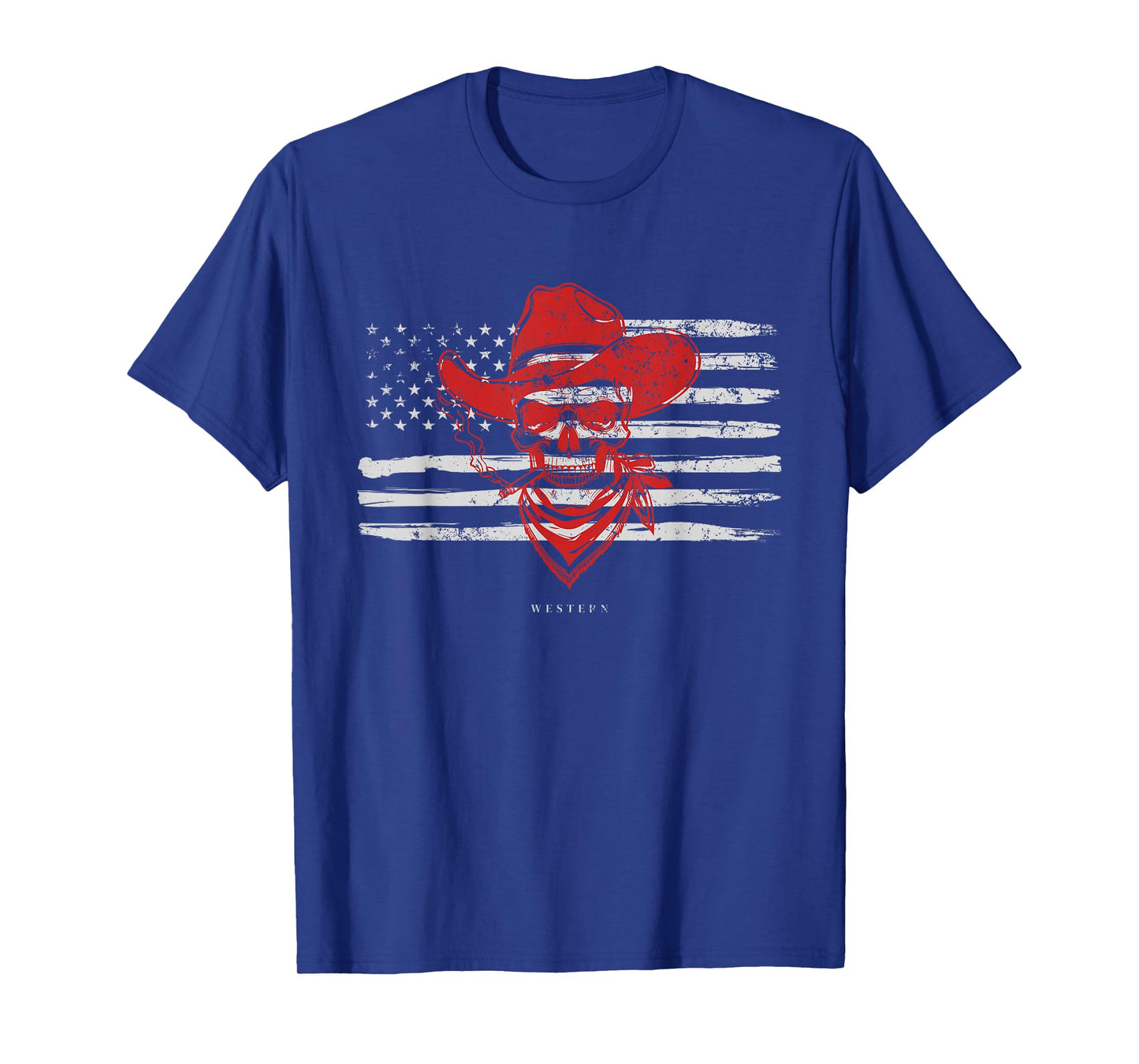 Skull Vintage Cowboy Flag America T-Shirt