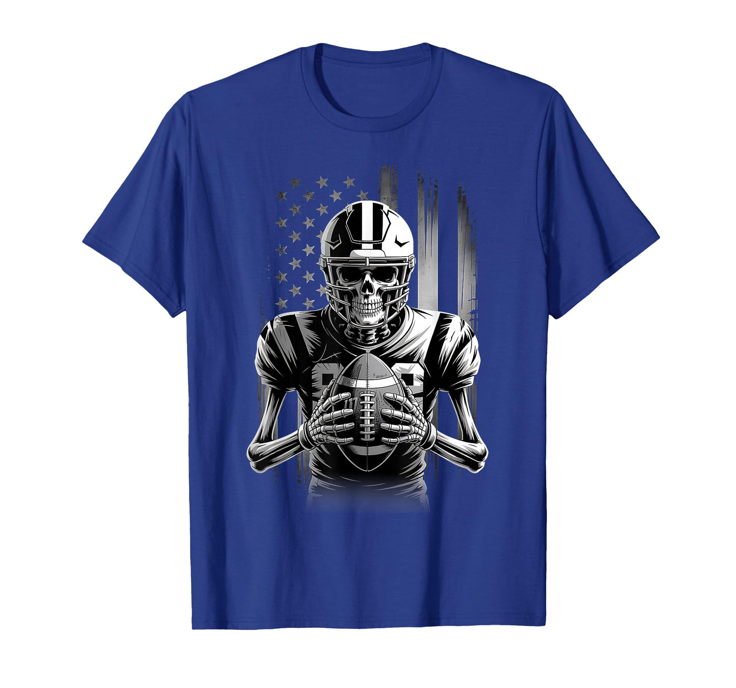 American Football Skeleton USA Flag Halloween Men Teens Boys T-Shirt