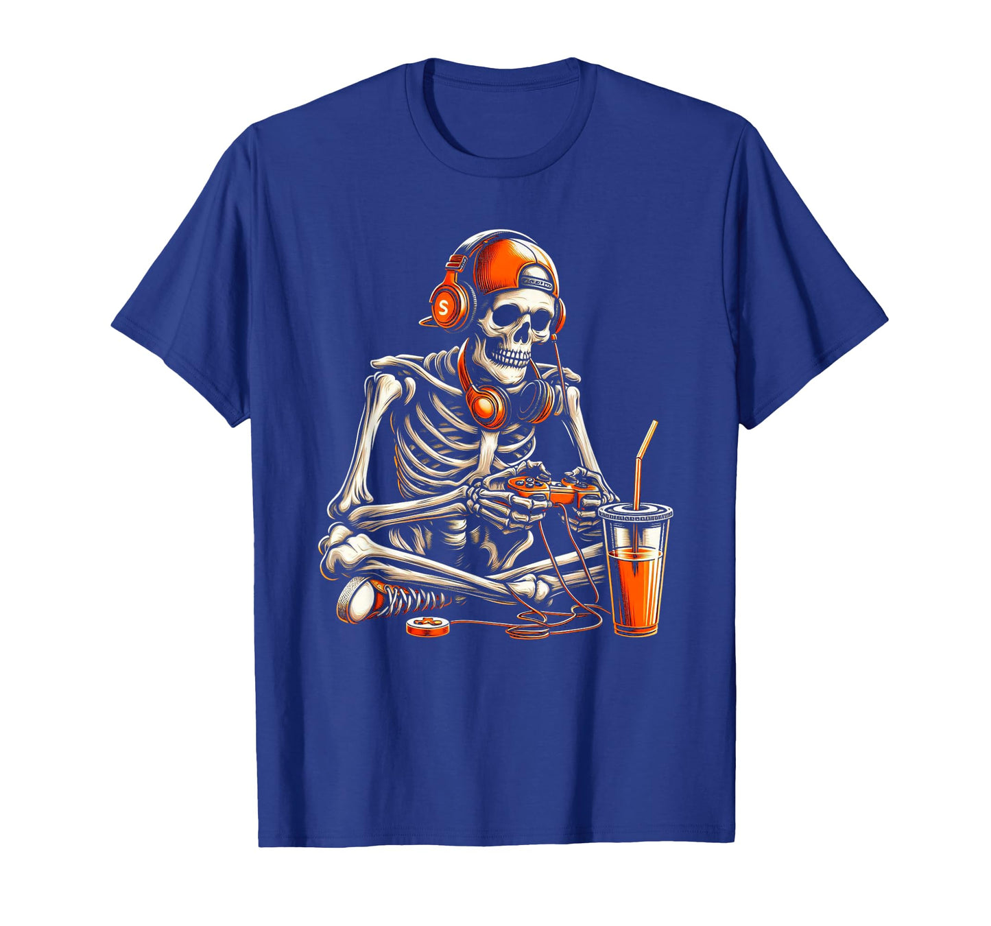 Retro Halloween Skeleton Gamer Video Gaming Boys Men Kids T-Shirt