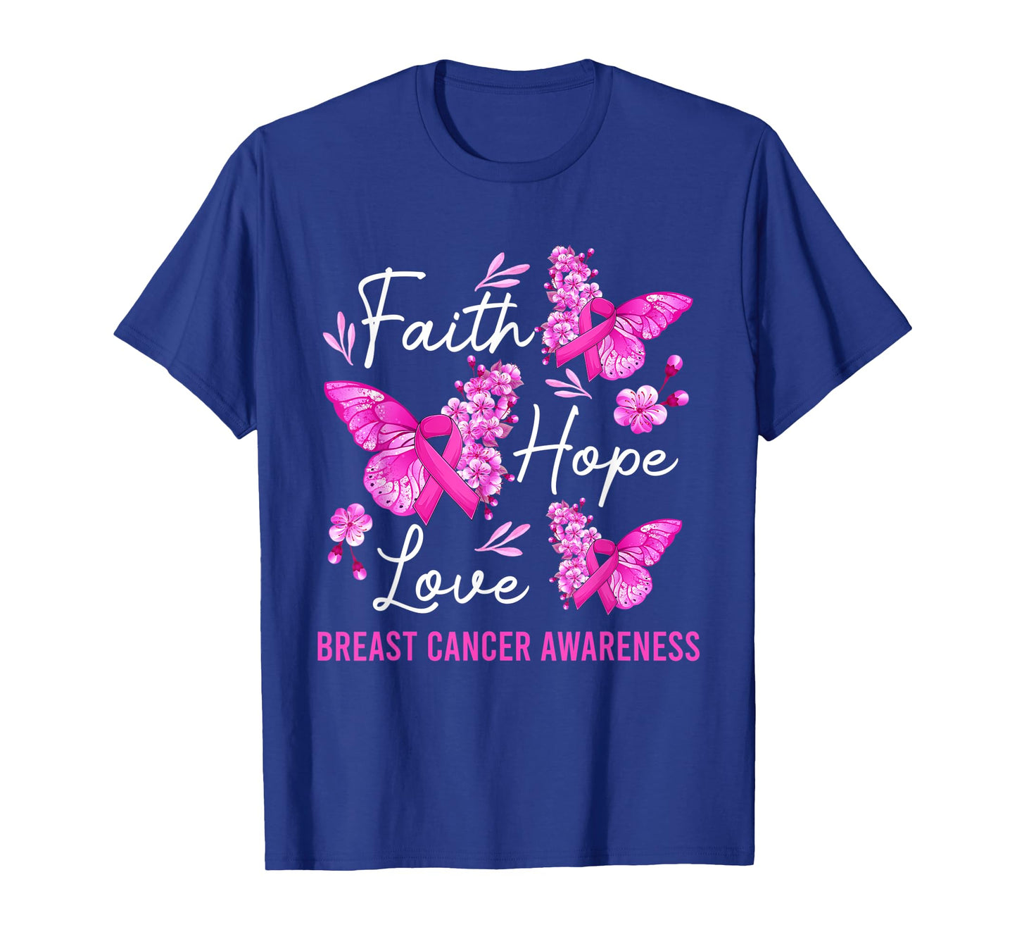 Butterfly Faith Hope Love Ribbon Breast Cancer Awareness T-Shirt