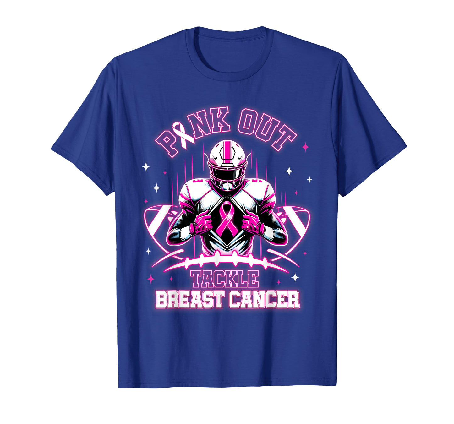 Pink Out Tackle Breast Cancer Awareness Football Player T-Shirt