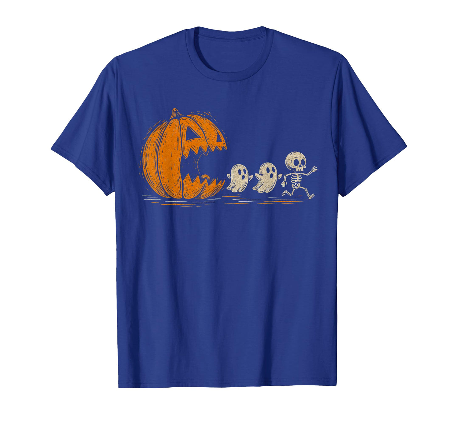 Gamer Gaming Pumpkin Eating Ghost Skeleton Halloween Costume T-Shirt