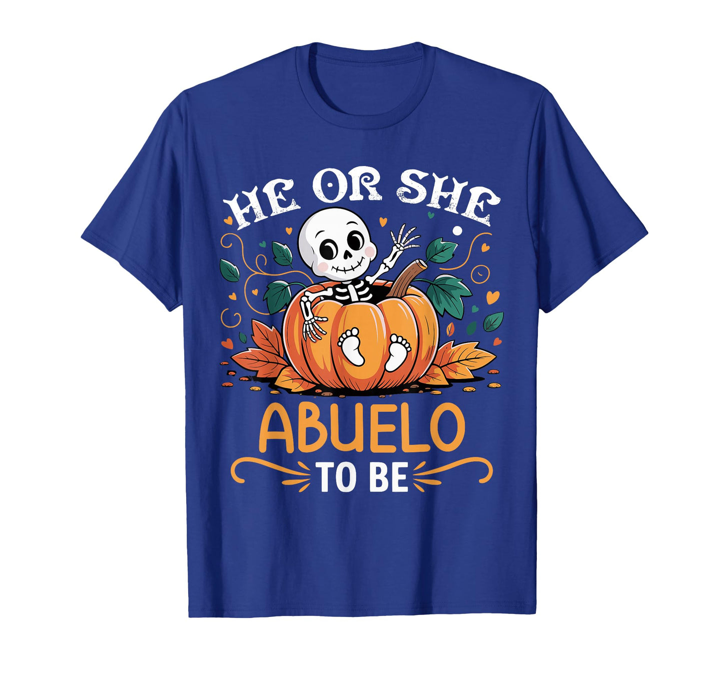 He Or She Abuelo to Be Halloween Skeleton Baby Reveal T-Shirt