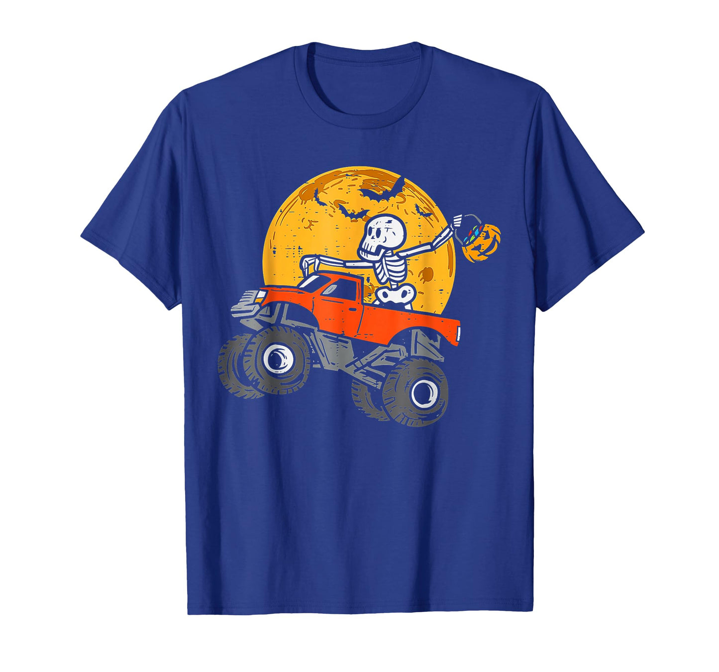 Skeleton Monster Truck Moon Candy Toddler Boys Halloween T-Shirt
