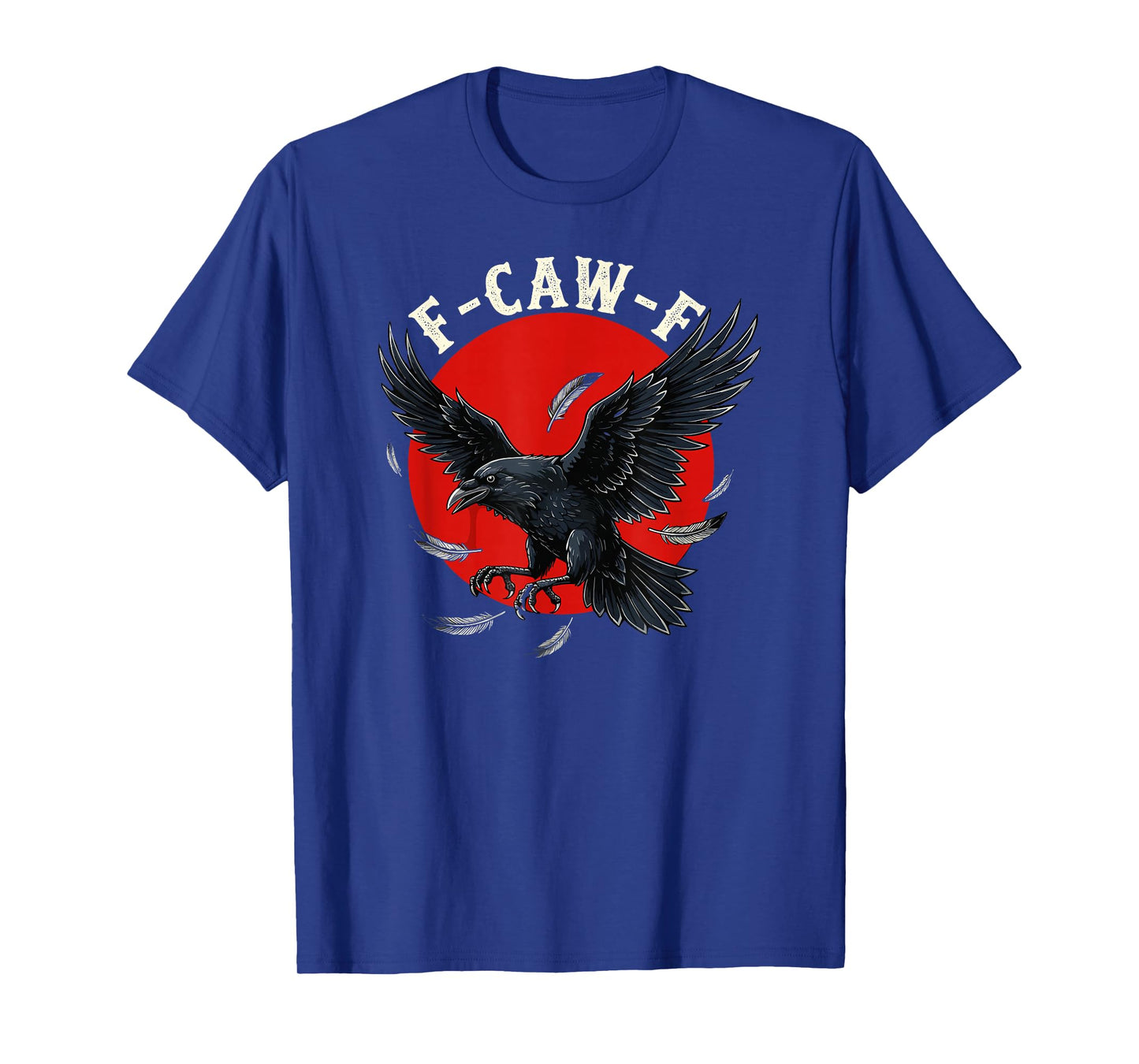 Crow with Red Moon F-CAW-F Dark Raven Gothic Feather Horror T-Shirt