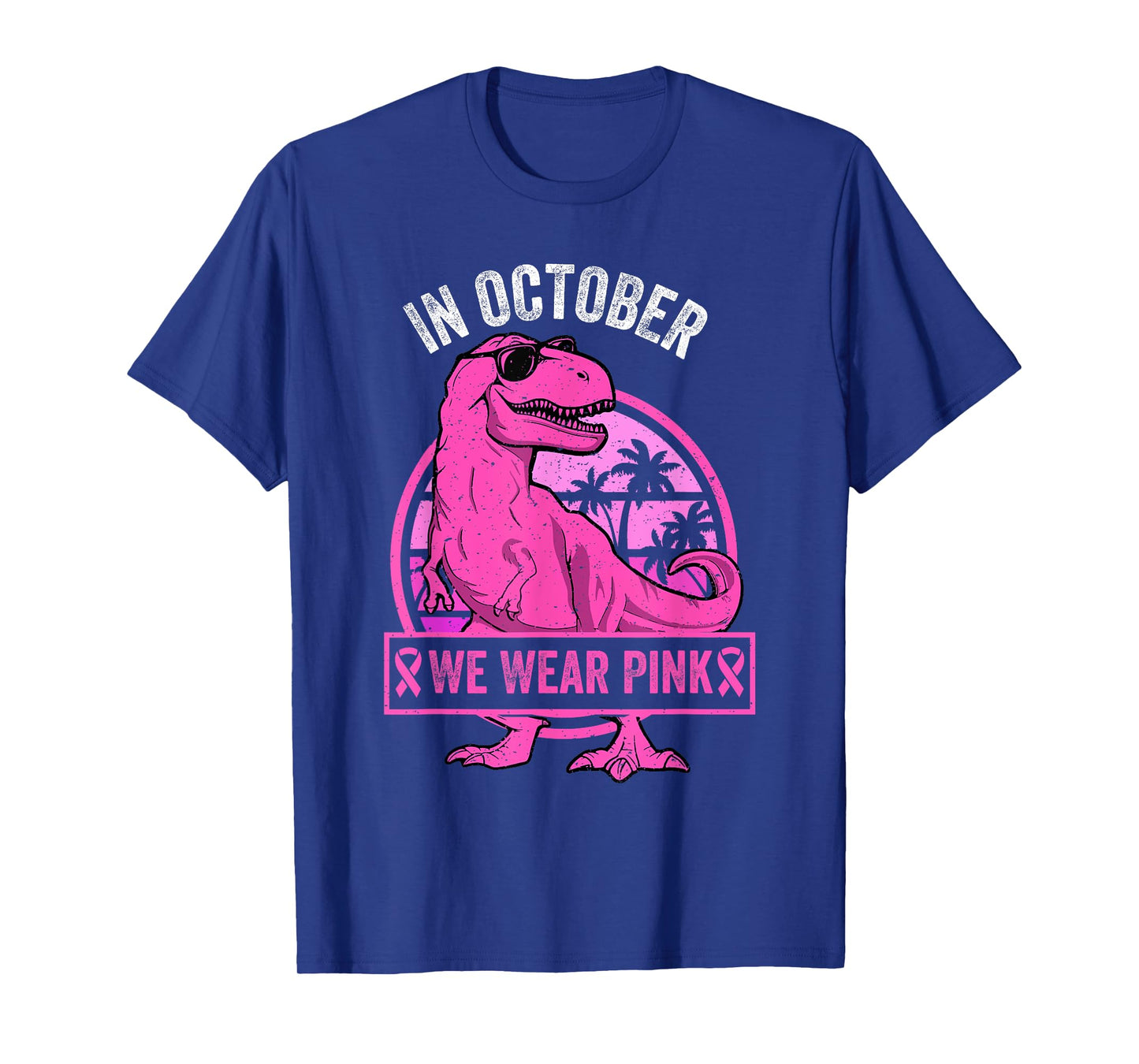 In October We Wear Pink Breast Cancer Trex Dino Toddler Boys T-Shirt