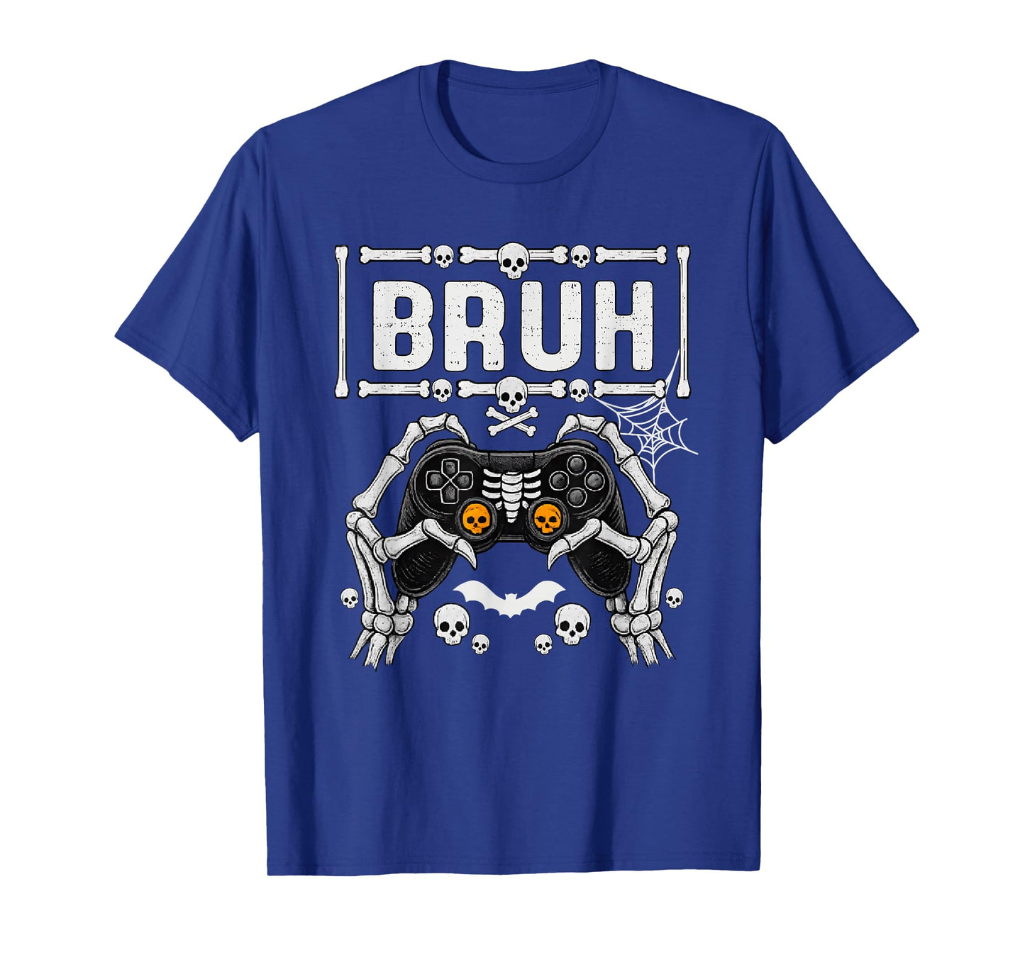 Bruh Skeleton Gamer Video Game Funny Halloween Boys Kids T-Shirt