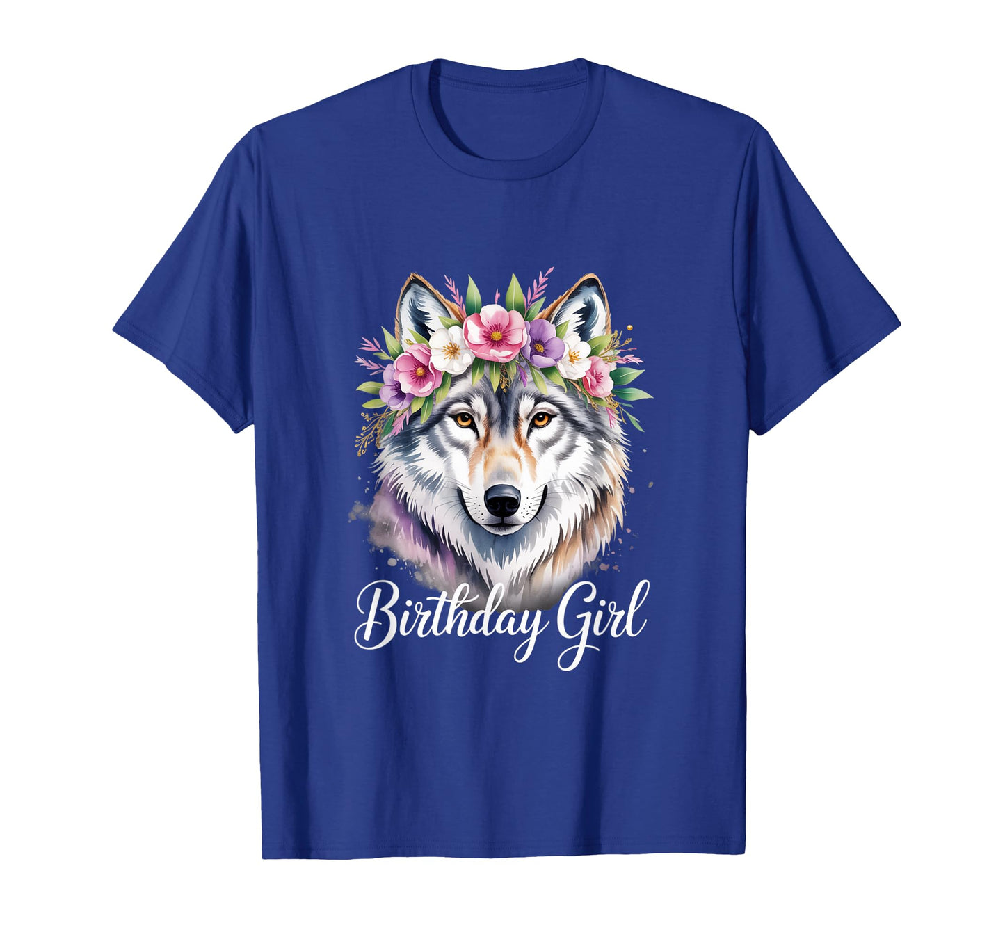 Wolf with Flowers for the Birthday Girl Soft and Wild Art T-Shirt