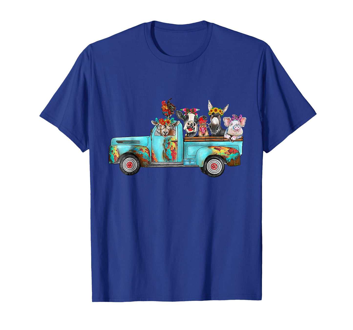 Farm Pickup Truck with Farm animals Farmer_s Wife Cow Girl T-Shirt