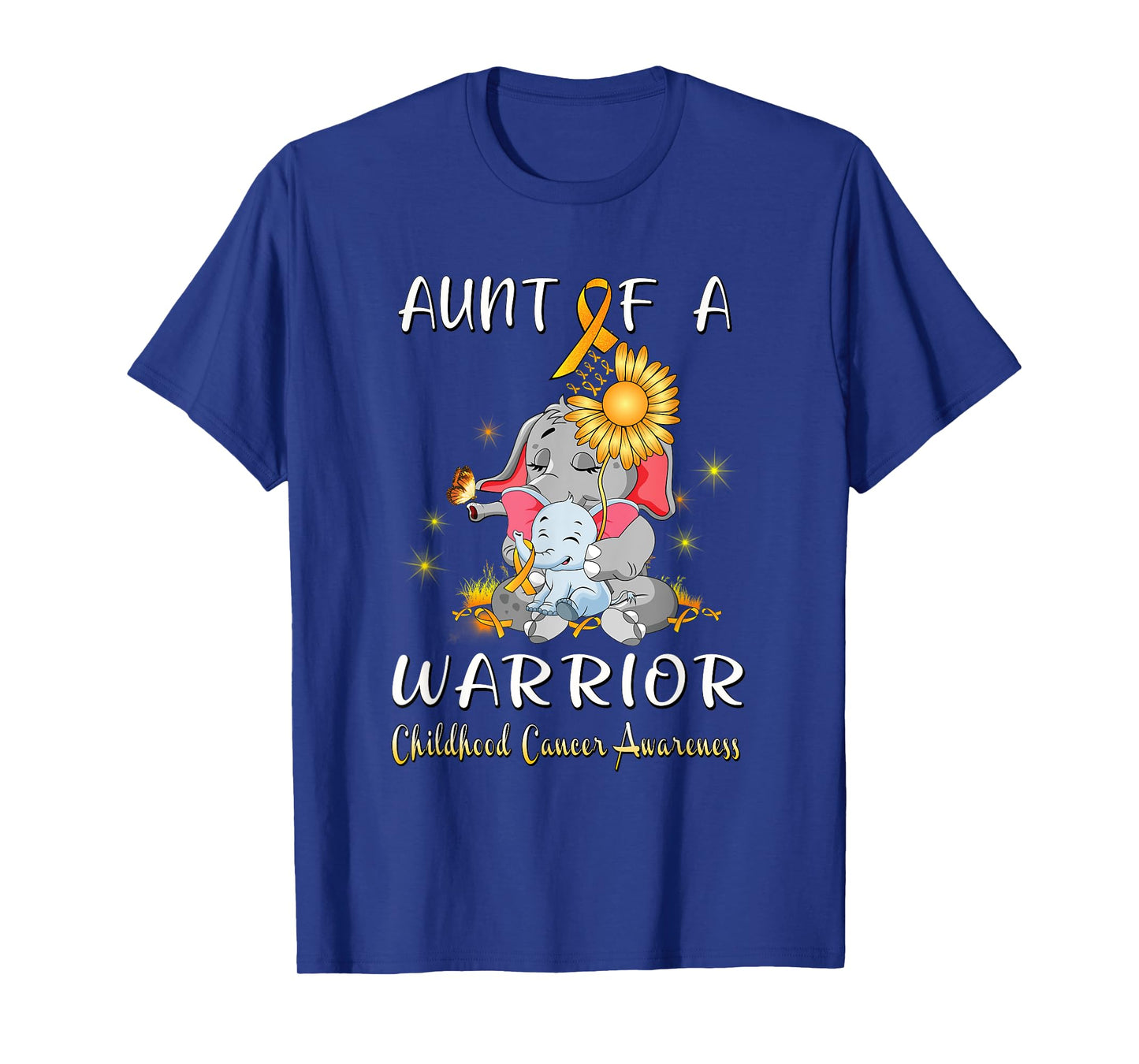 Aunt Of A Warrior Elephant Childhood Cancer Fighter Gift T-Shirt
