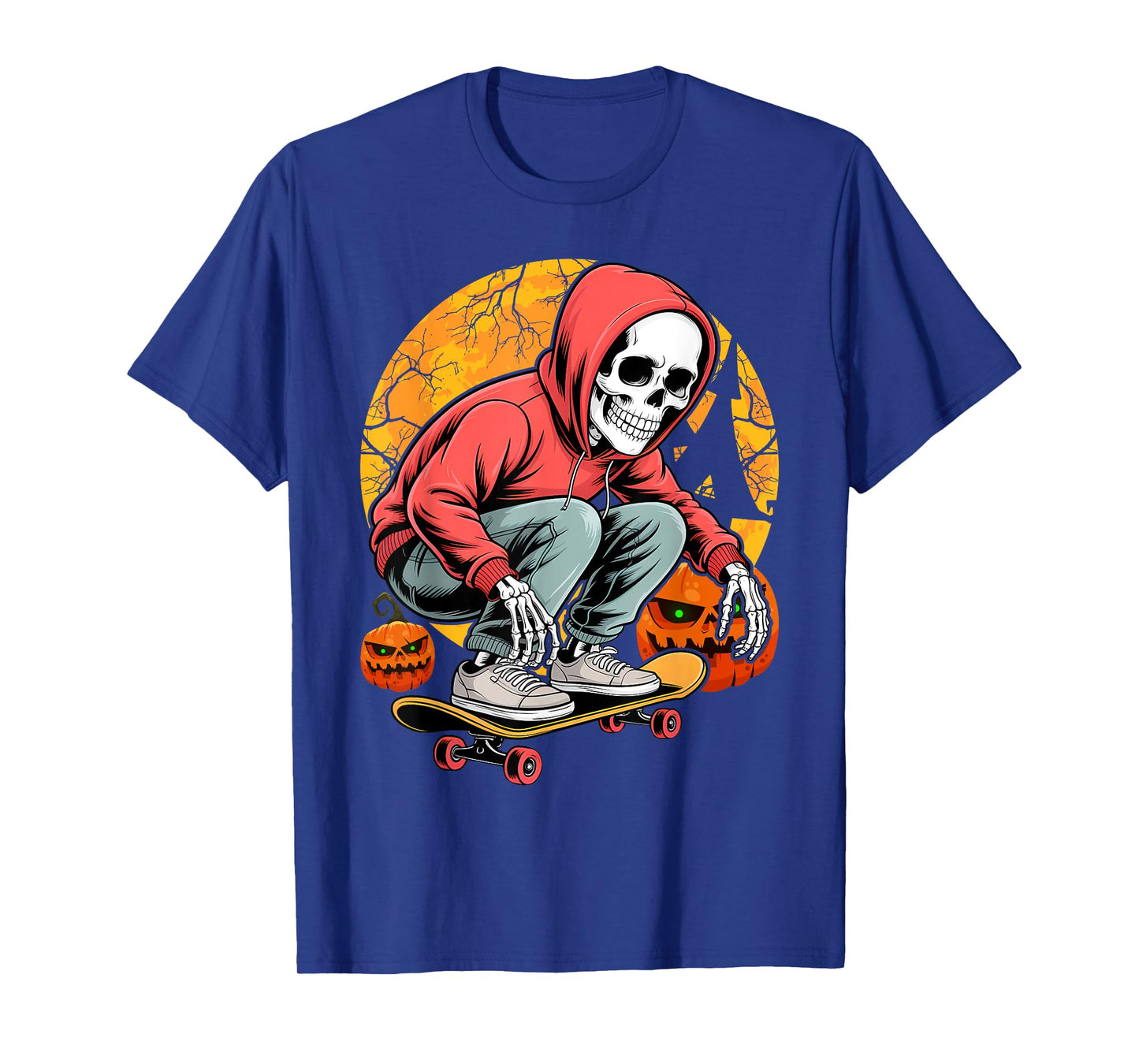 Halloween Skeleton Skateboarding Pink Skateboarder Skater T-Shirt