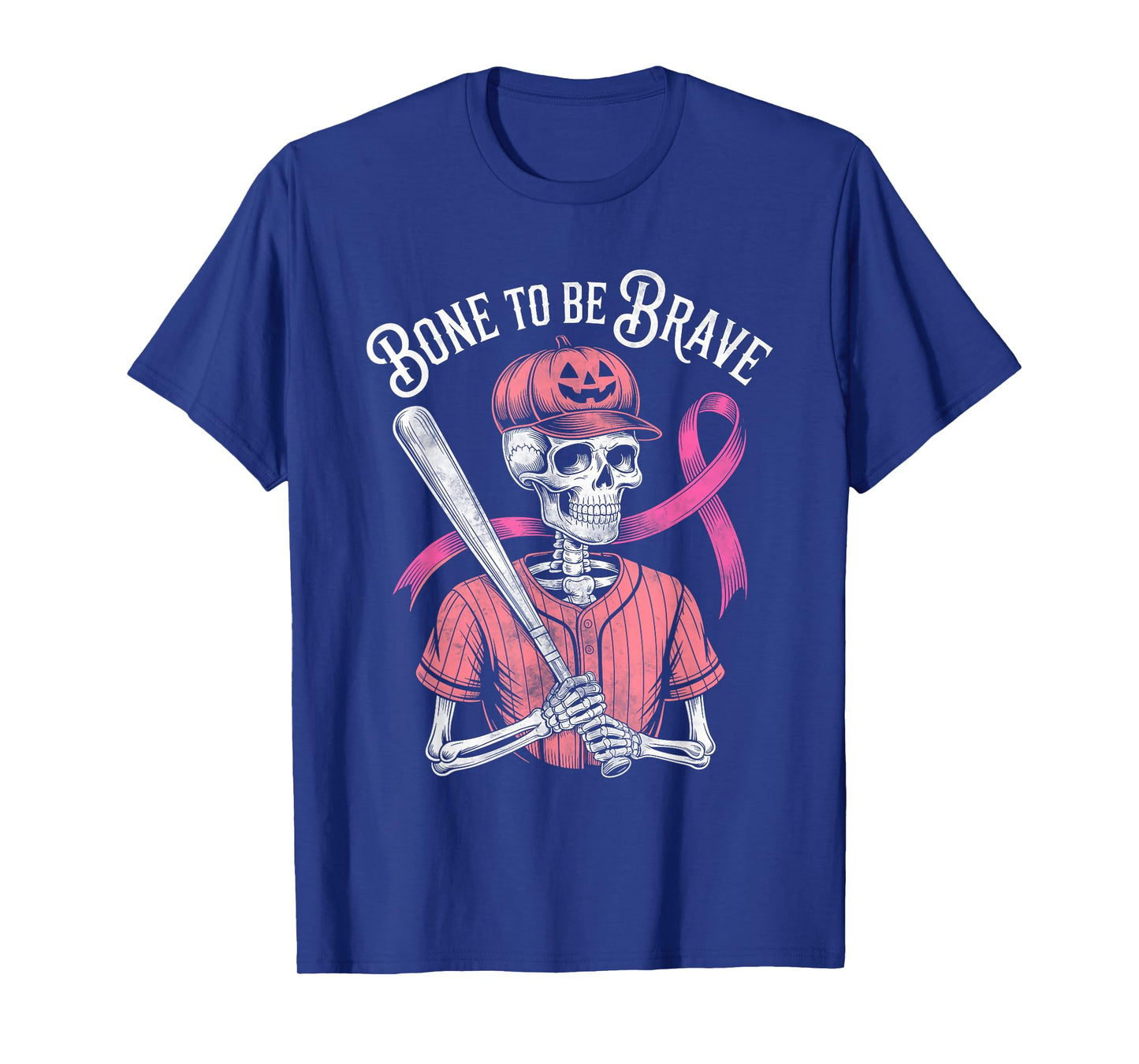 Baseball Skeleton Fighter Halloween Breast Cancer Awareness T-Shirt