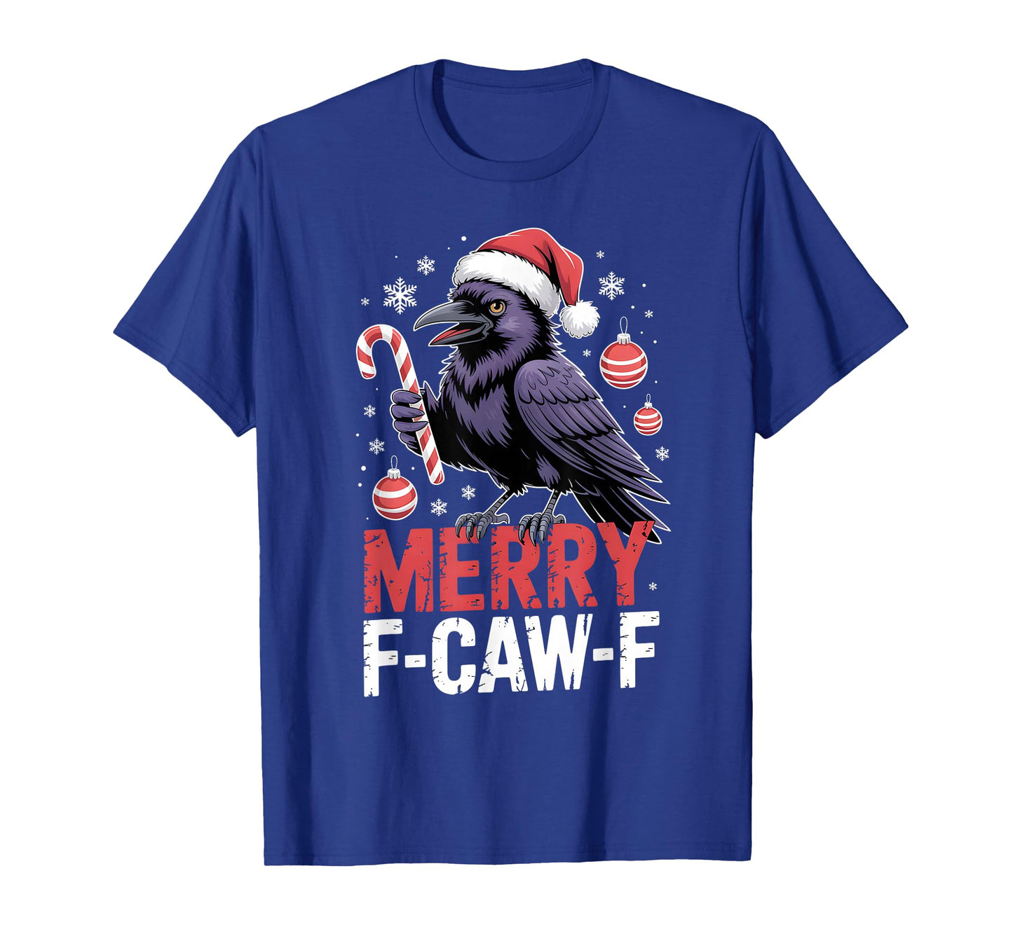 Merry F-CAW-F Crow Santa Hat Funny Christmas Outfit Adults T-Shirt