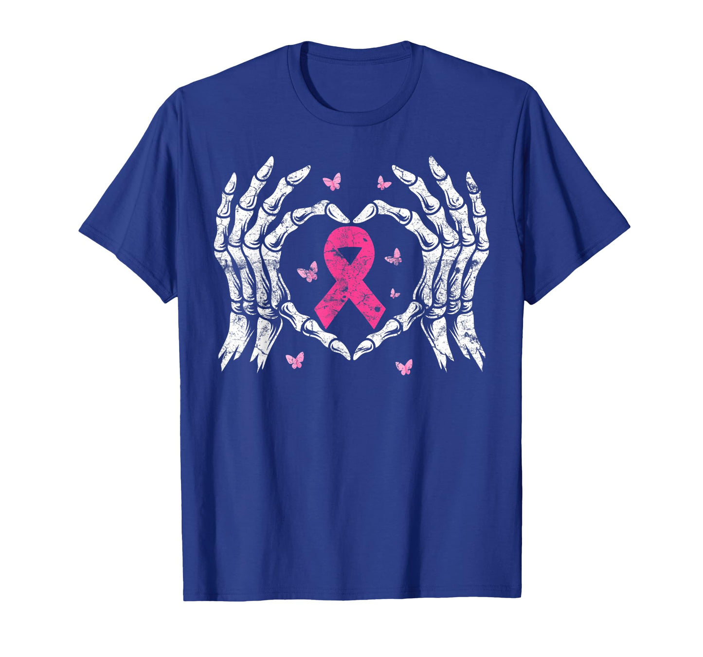 Skeleton Hand Heart Pink Ribbon Breast Cancer Awareness T-Shirt