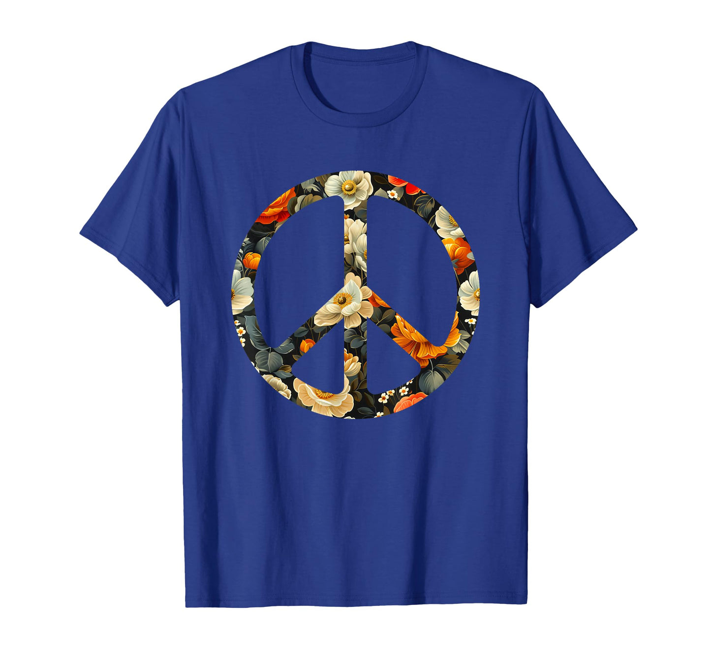 Blooming Harmony Symbol Floral Peace Sign T-Shirt
