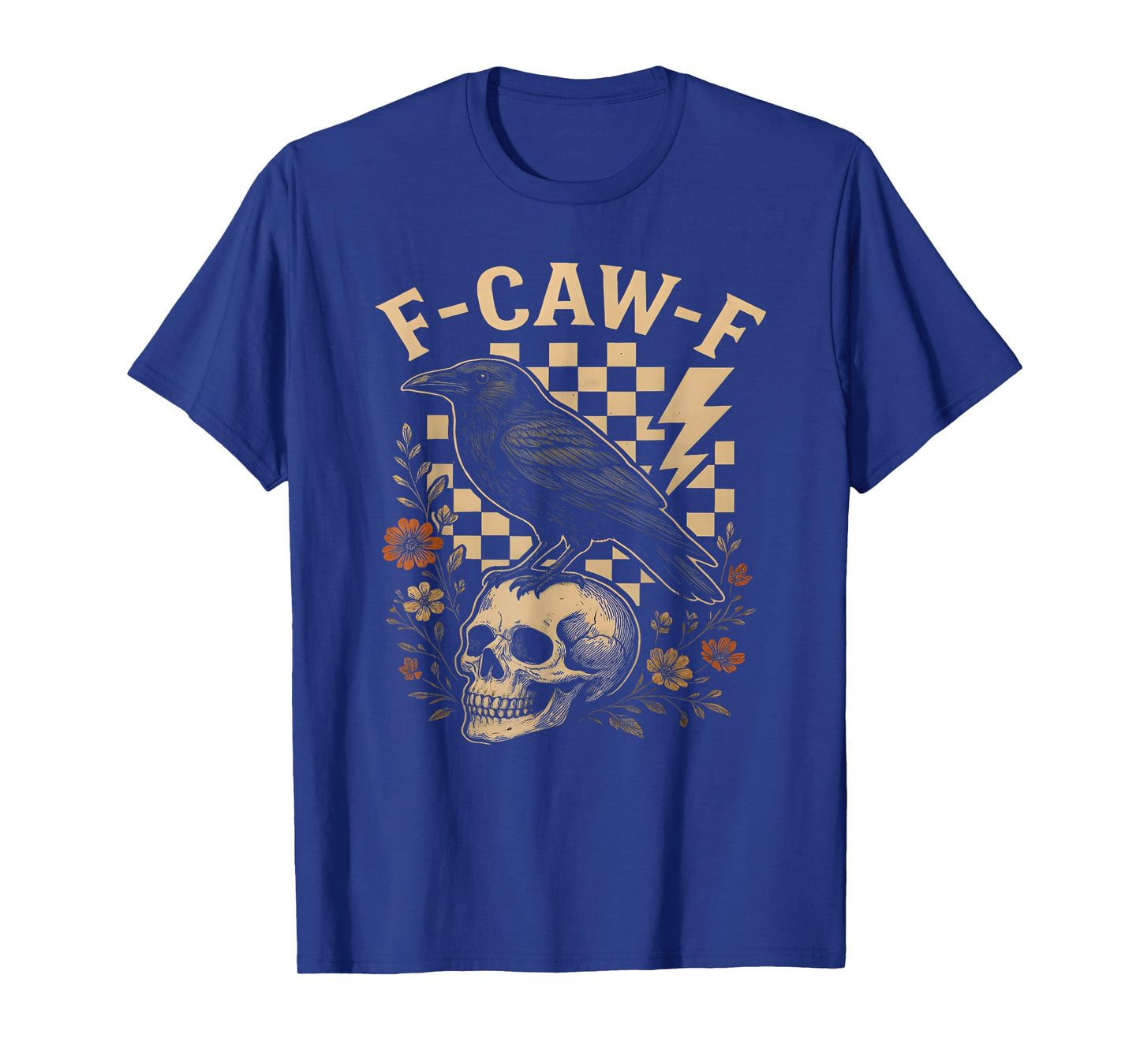 Halloween F Caw F Black Raven Bird FCawF Crow Checkered T-Shirt