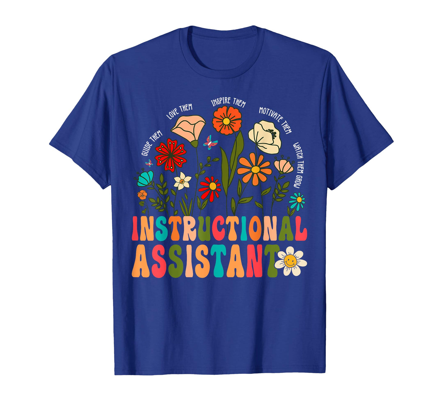 Retro Instructional Assistant Wildflowers Teacher Aide T-Shirt