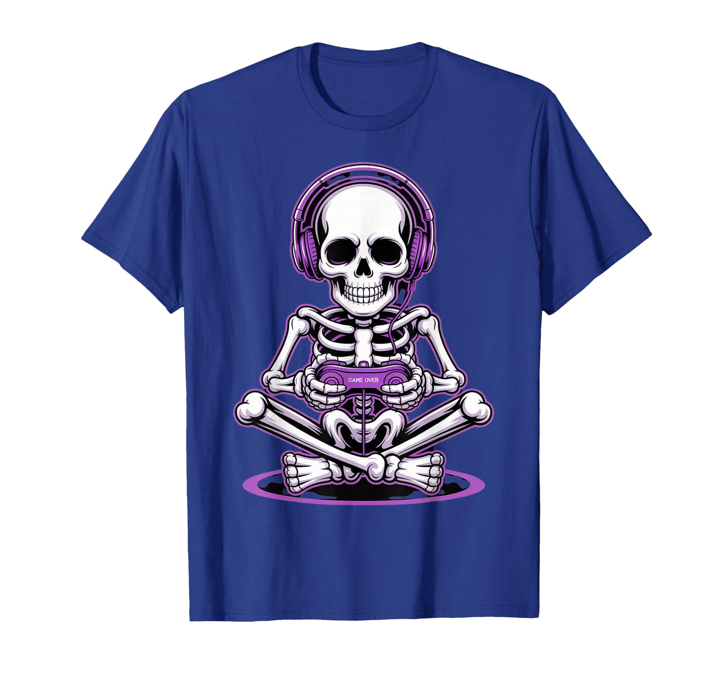 Halloween Skeleton Gamer Purple Video Game Birthday Squad T-Shirt