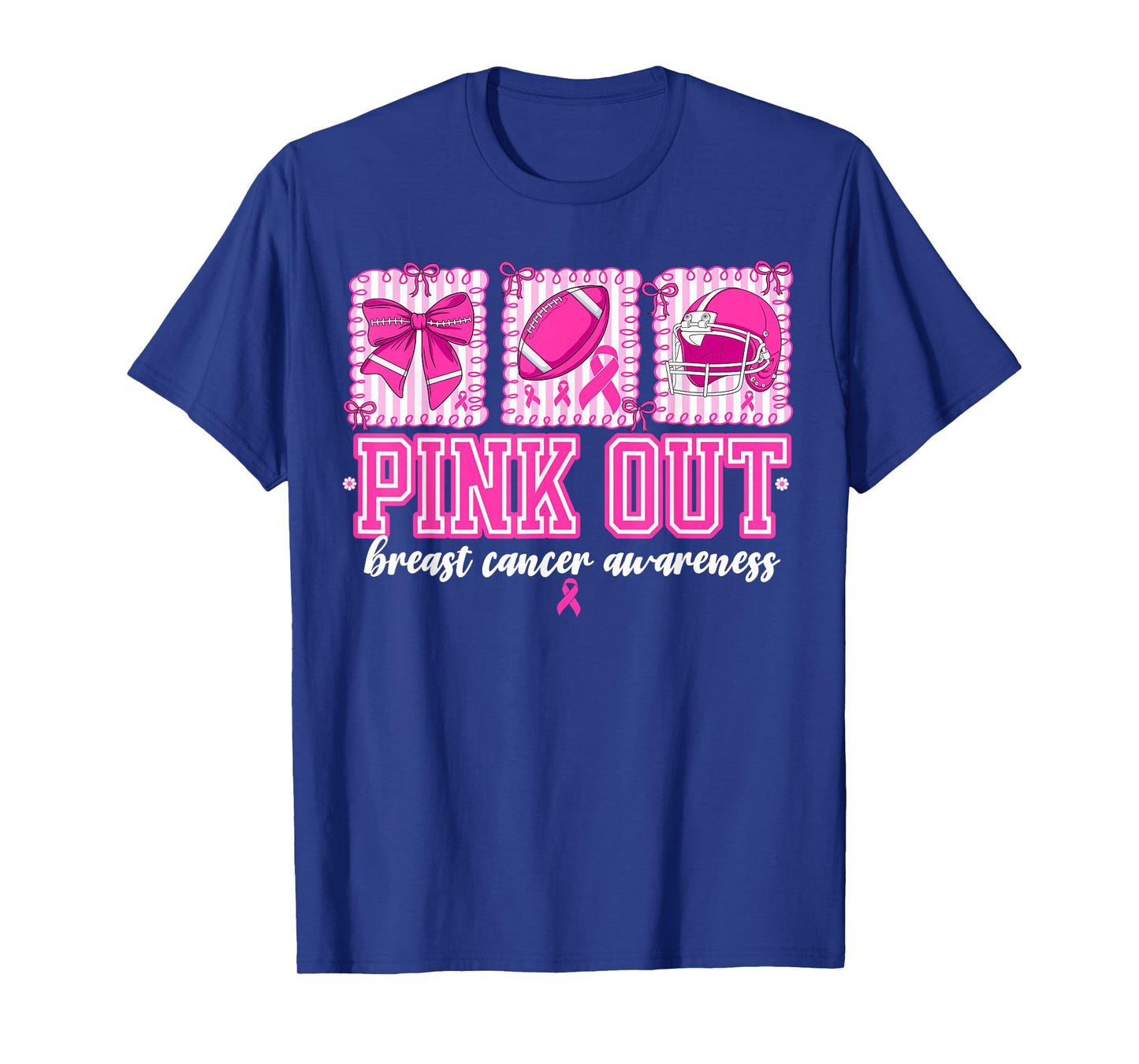 Preppy Pink Out Breast Cancer Football Coquette Bow Women T-Shirt