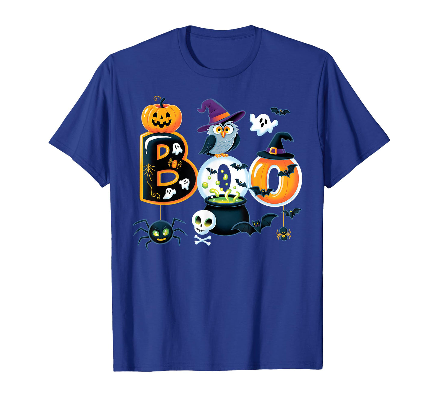 Boo Creepy Owl Pumpkin Ghost Spooky Halloween Men Women Kids T-Shirt