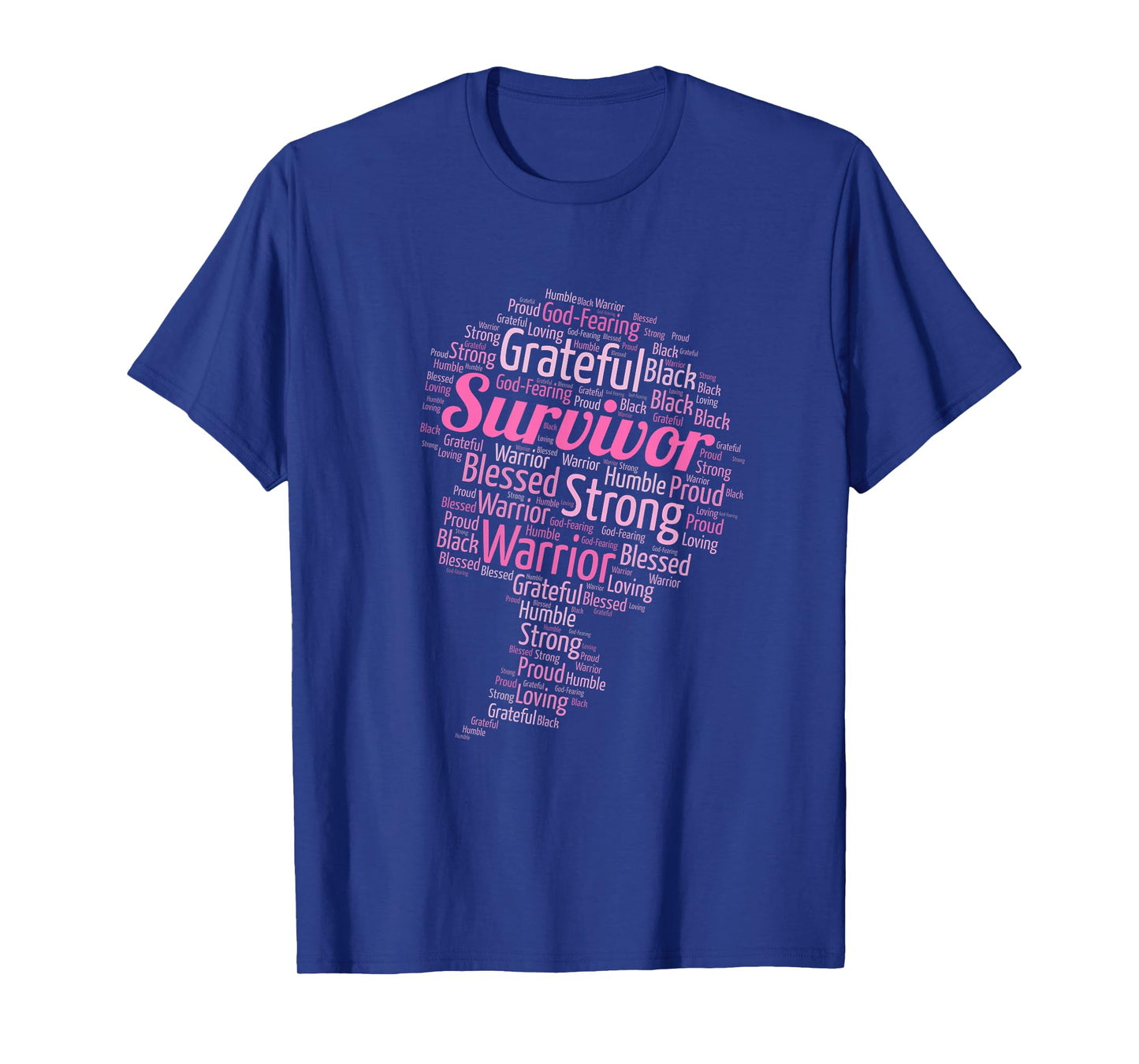 African American Breast Cancer Survivor Words in Afro T-Shirt