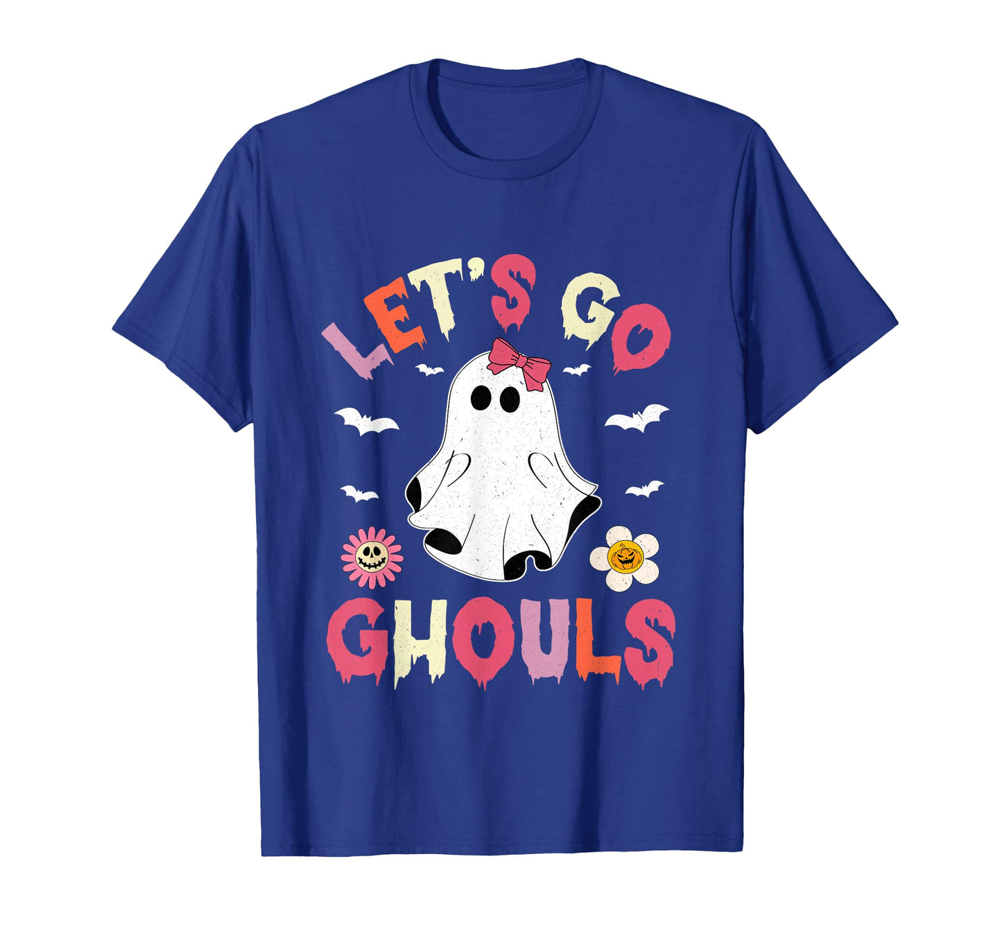 Halloween Lets Go Ghouls Ghost Retro Costume Women Girl Kids T-Shirt