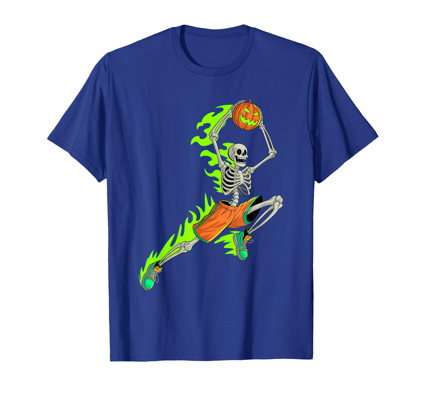 Funny Skeleton Basketball Halloween Pumpkin Mens Boys Kids T-Shirt