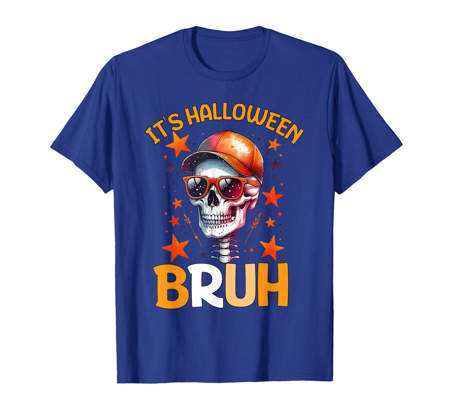 Bruh Halloween Boys Kids Halloween Skeleton T-Shirt