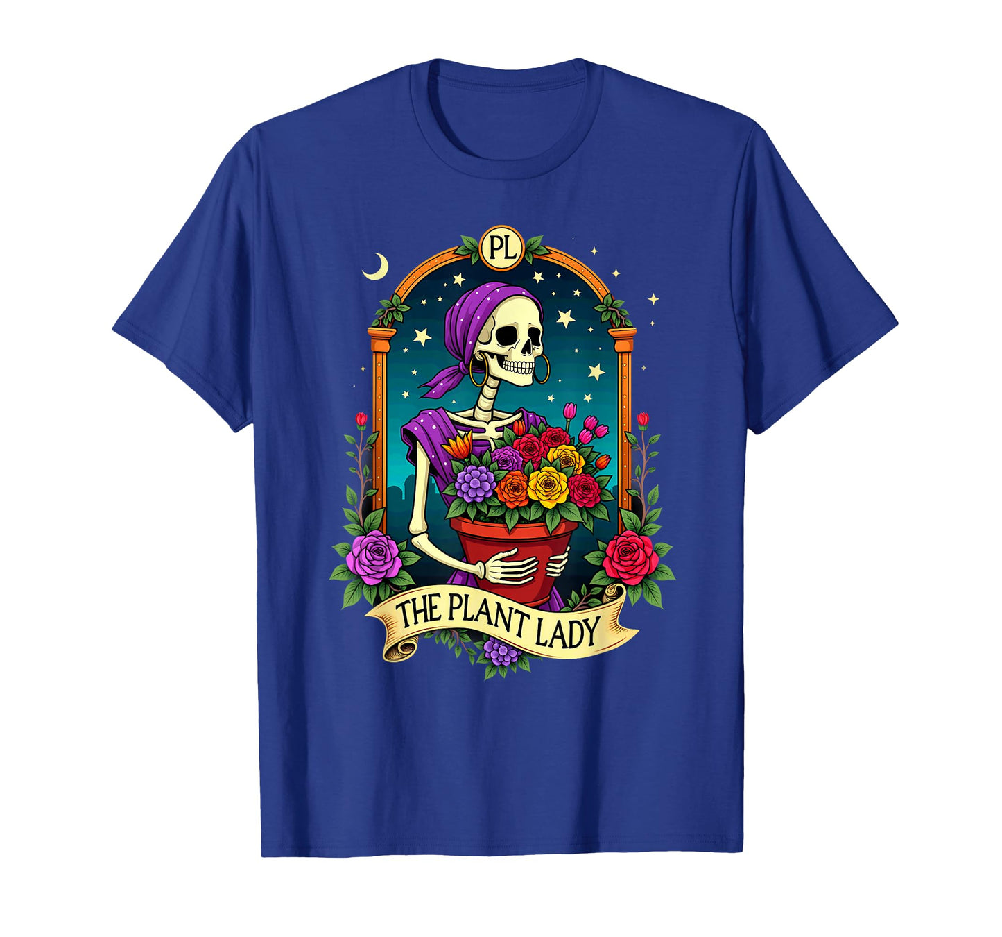 Gothic Tarot Card The Plant Lady Skeleton Halloween T-Shirt